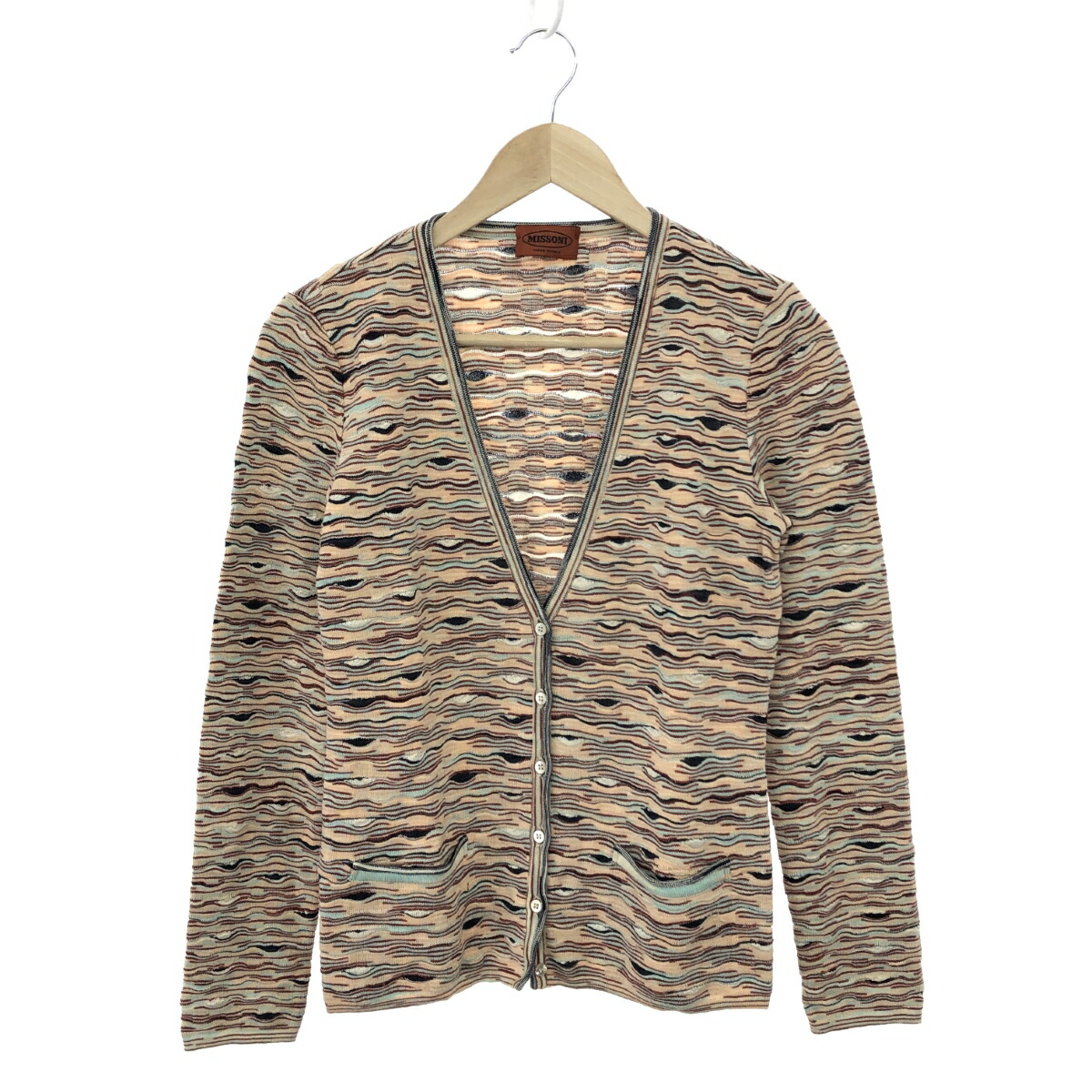 【新品】MISSONI ミッソーニ 総柄Vネックカーディガン イタリア製 40 MISSONI - ミッソーニ カーディガン トップス 長袖 Vネック