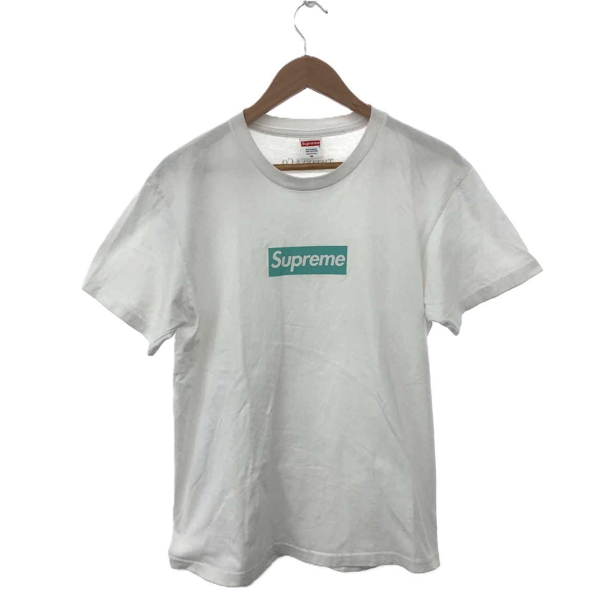 SUPREME シュプリーム×ティファニー ボックスロゴ 半袖 カットソー サイズ:M ホワイト メンズ Box Logo Tee トップス 【中古】