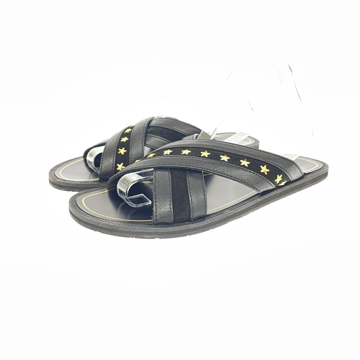 ジミーチュウ　JIMMY CHOO 黒 星スタッズサンダル　新品未使用 5156 ジミーチュウ スエード 丸スタッズ パール フラット