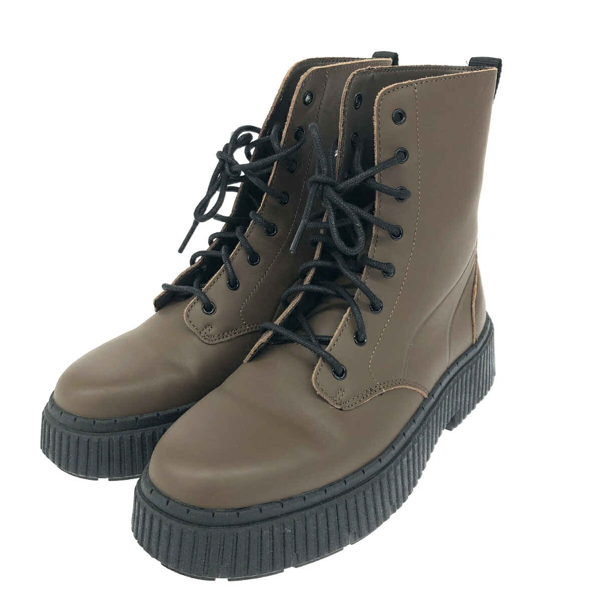 PUMA プーマ レースアップ ブーツ 24.5 ブラウン ディナーラブーツ レディース 靴 シューズ ブーティー boots 【中古】