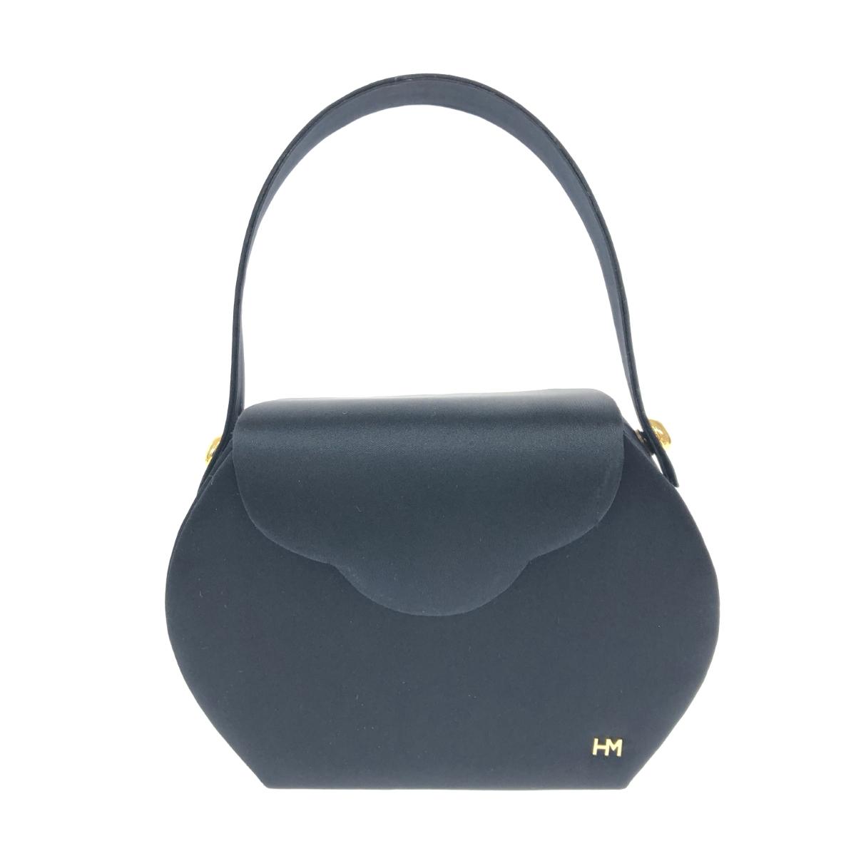 極美品　HANAE MORI HM 森英恵 ハンドバッグ　パーティバッグ　手編み HANAE MORI ハナエモリ ハンドバッグ 良好 ブラック エピレザー