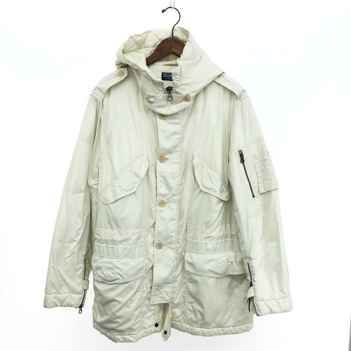 POLO RALPH LAUREN ポロラルフローレン 中綿ジャケット サイズ:；LL ホワイト ポリエステル メンズ アウター ジップアップ 【中古】｜リサイクル ティファナ