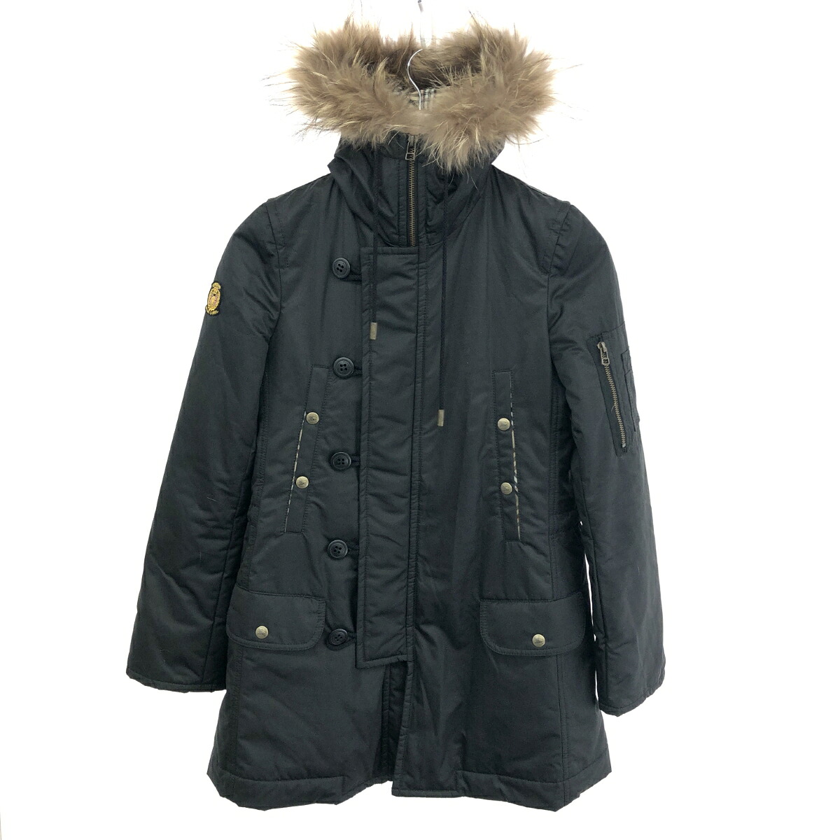 BLUE LABEL バーバリーブルーレーベル ファー付 フーディロング コート 