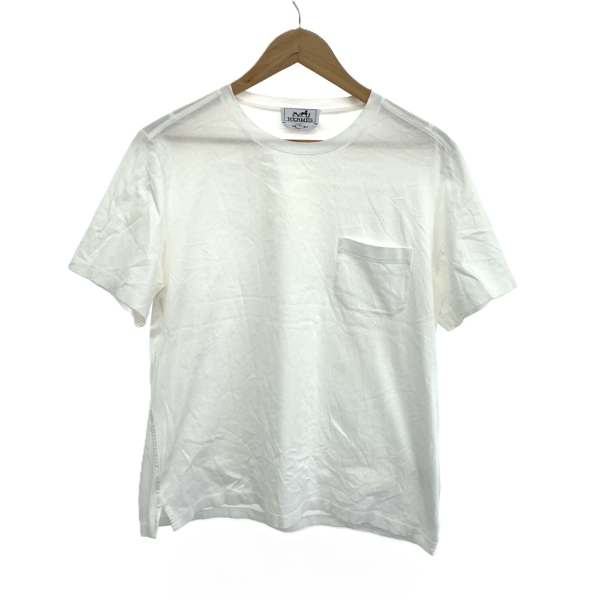 【レザーワッペン付き】HERMES Tシャツ お洒落 シンプル 楽天市場】HERMES エルメス Tシャツ サイズ:L 21AW ワンポイント