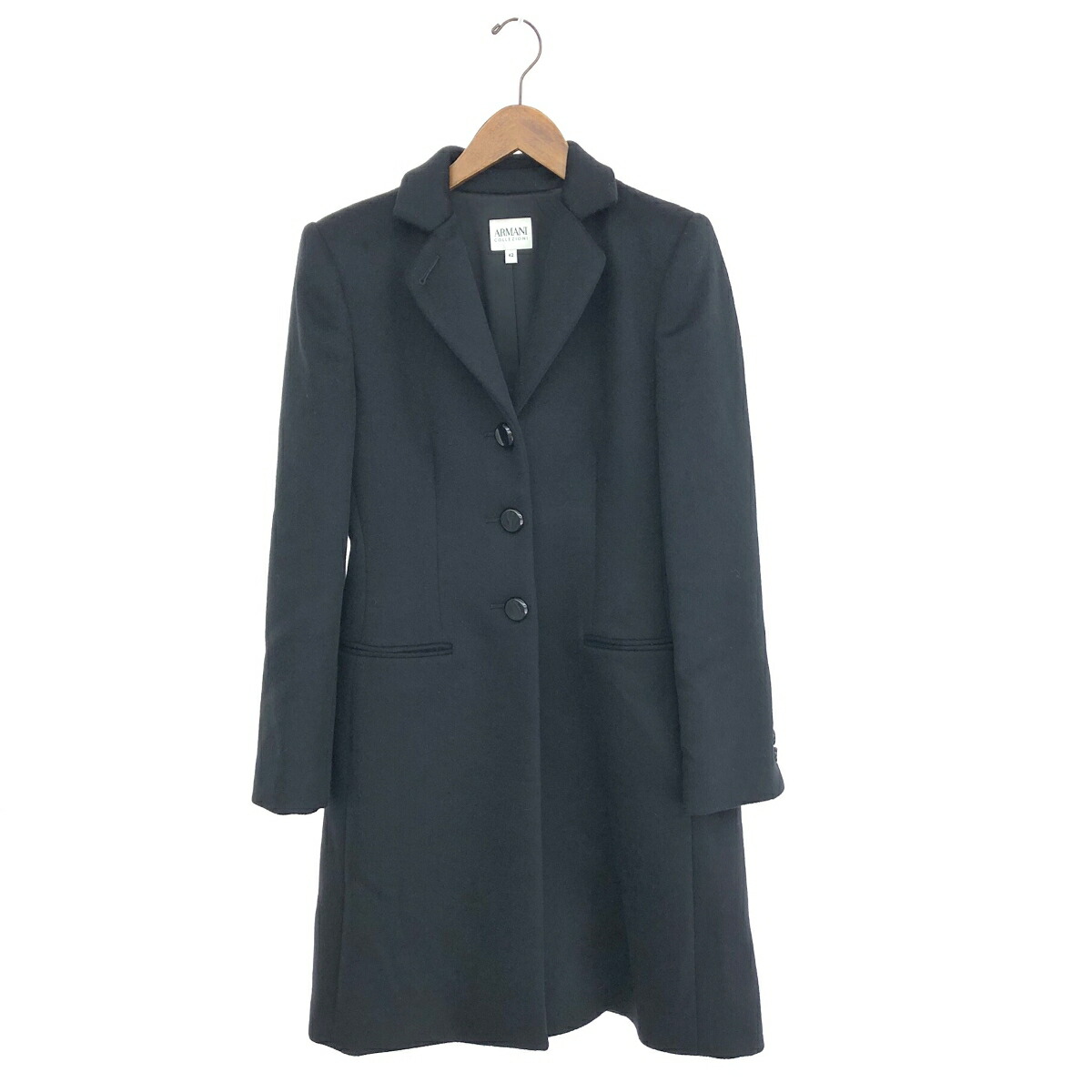 アルマーニコレツォーニ ロングコート フリル 女優襟 Aライン ネイビー 40 アルマーニコレツォーニ ロングコート フリル 女優襟 Aライン