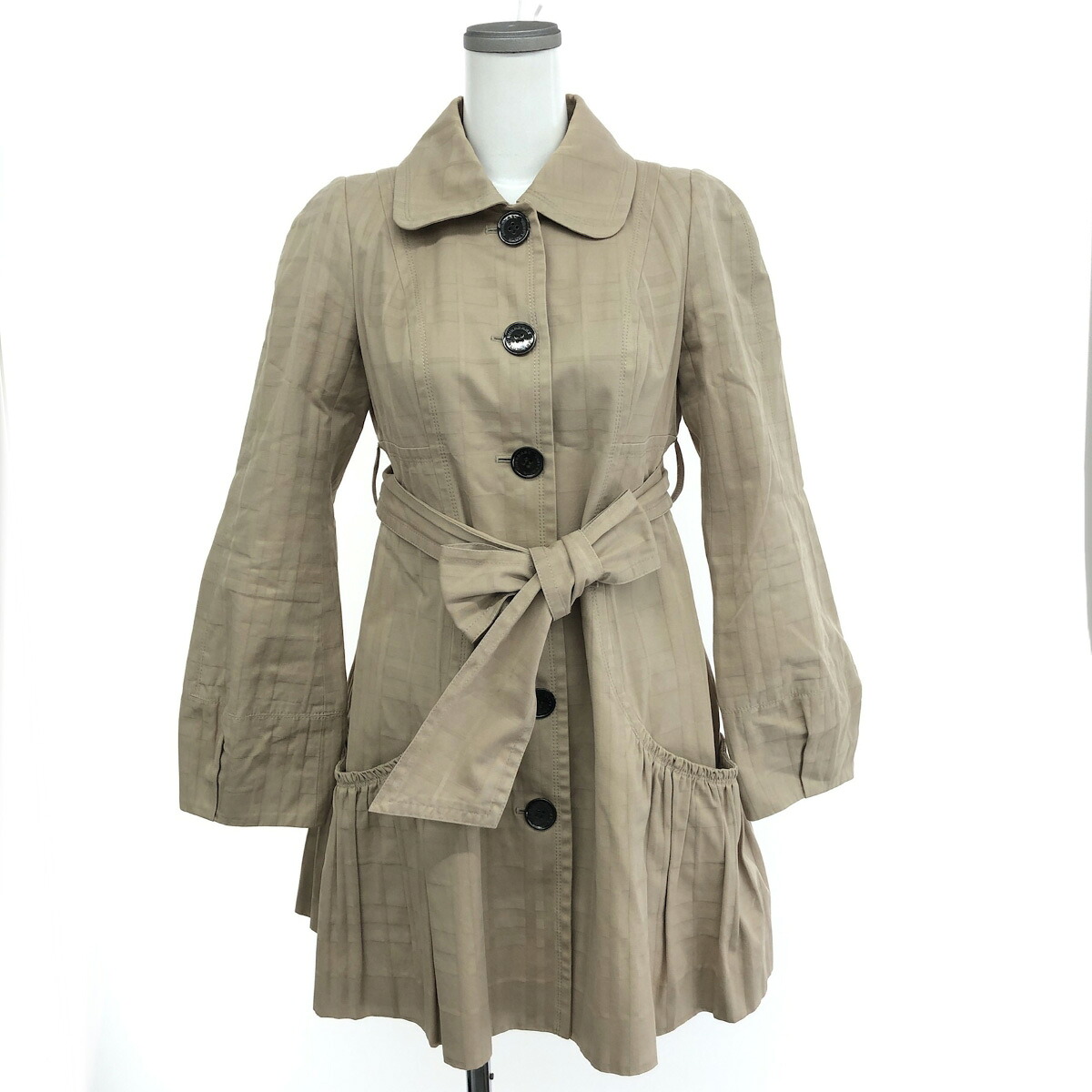 BURBERRY BLUE LABEL バーバリーブルーレーベル ステンカラー コート サイズ:38 ベージュ 綿 レディース アウター チェック 【中古】 22,683円