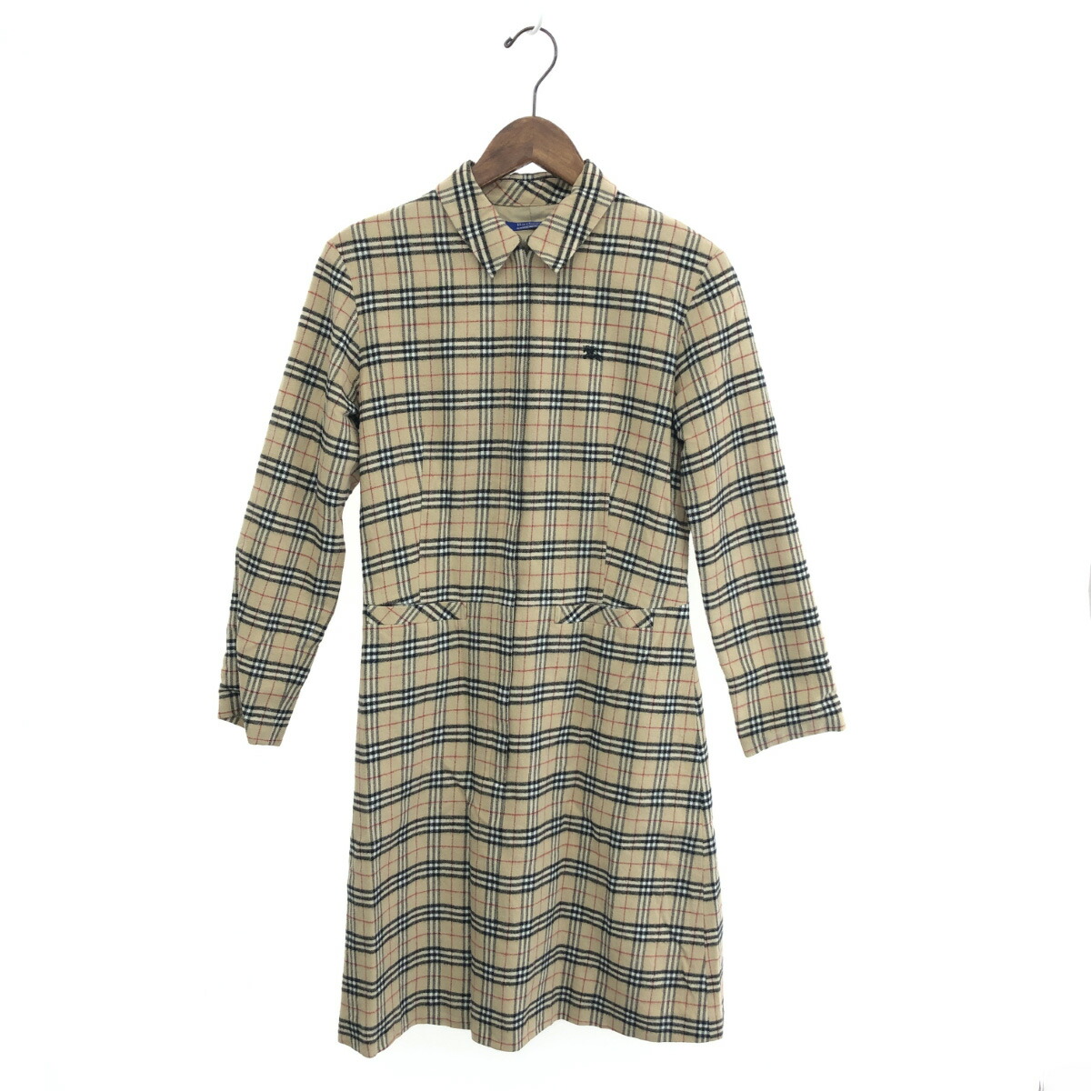 【美品✨】バーバリーロンドン　シャツワンピース　ベルト　チェック　襟裏　Aライン 美品✨】バーバリーロンドン シャツワンピース ベルト チェック 襟裏 A