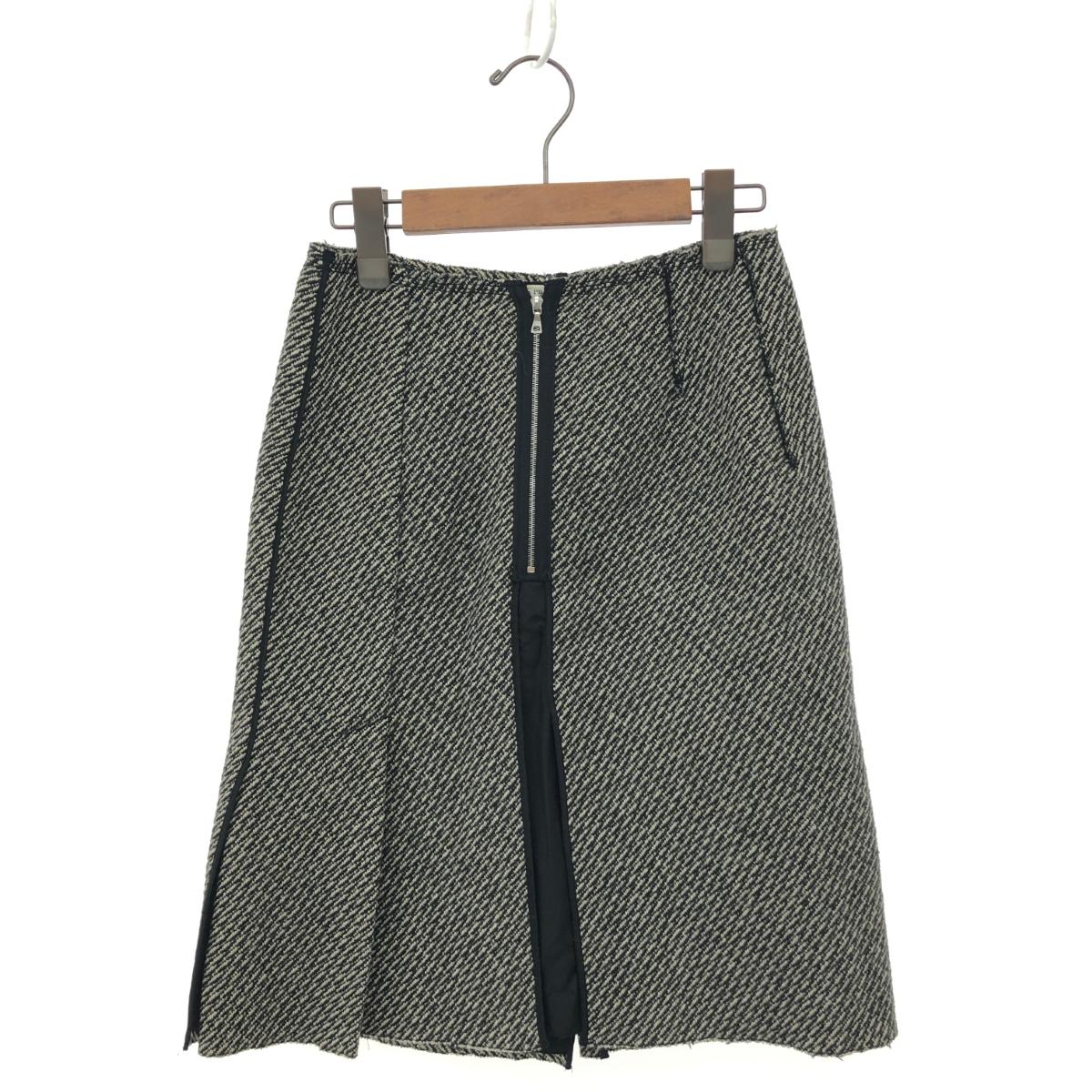 PRADA プラダ プイ―ドジップ スカート サイズ:38 グレー レディース ボトムス 【中古】