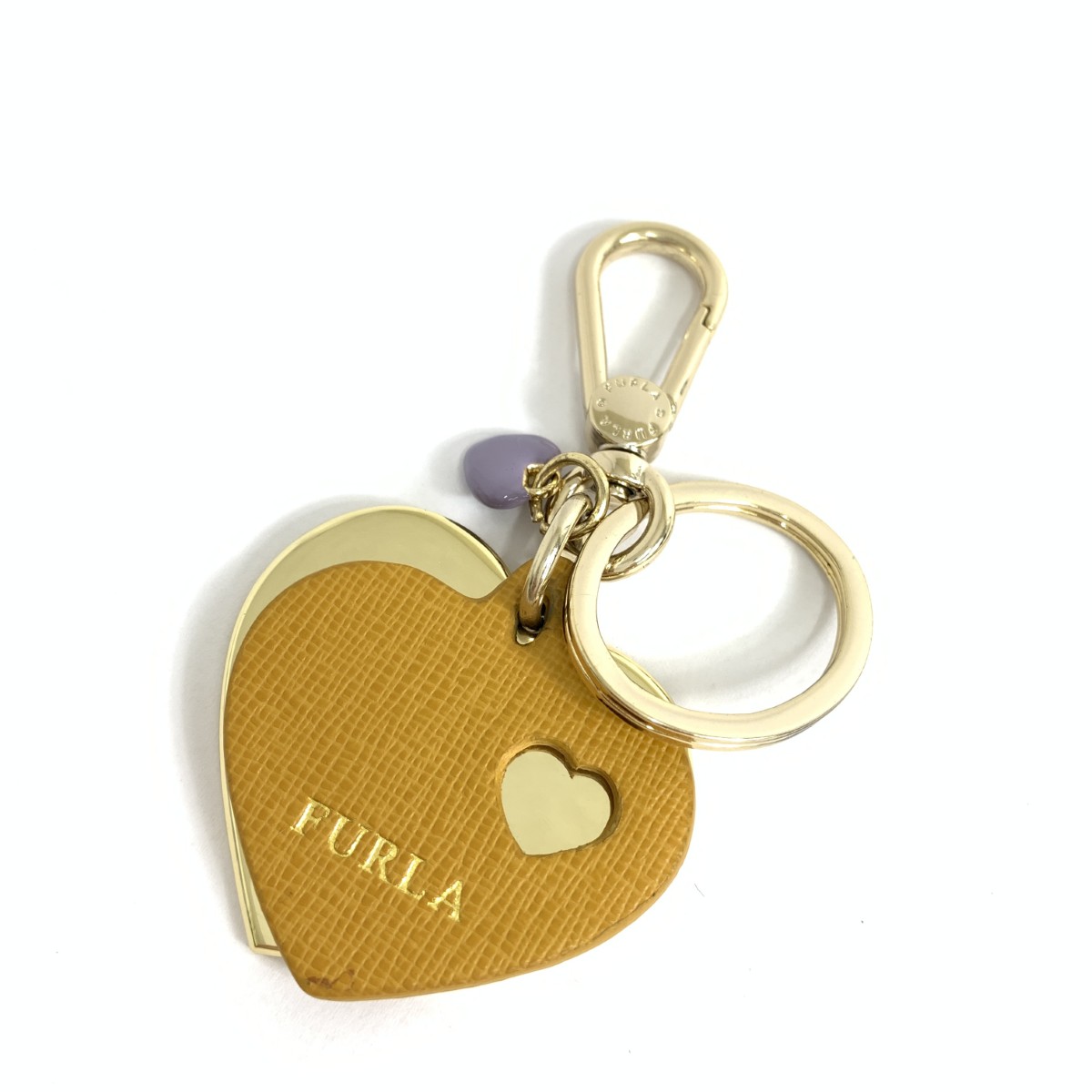 SALE!!【FURLA】ELISA♪キーリング♪チャーム♪ハート♪可愛い FURLA] ハートが可愛い♪キーリング ミラー付き (FURLA