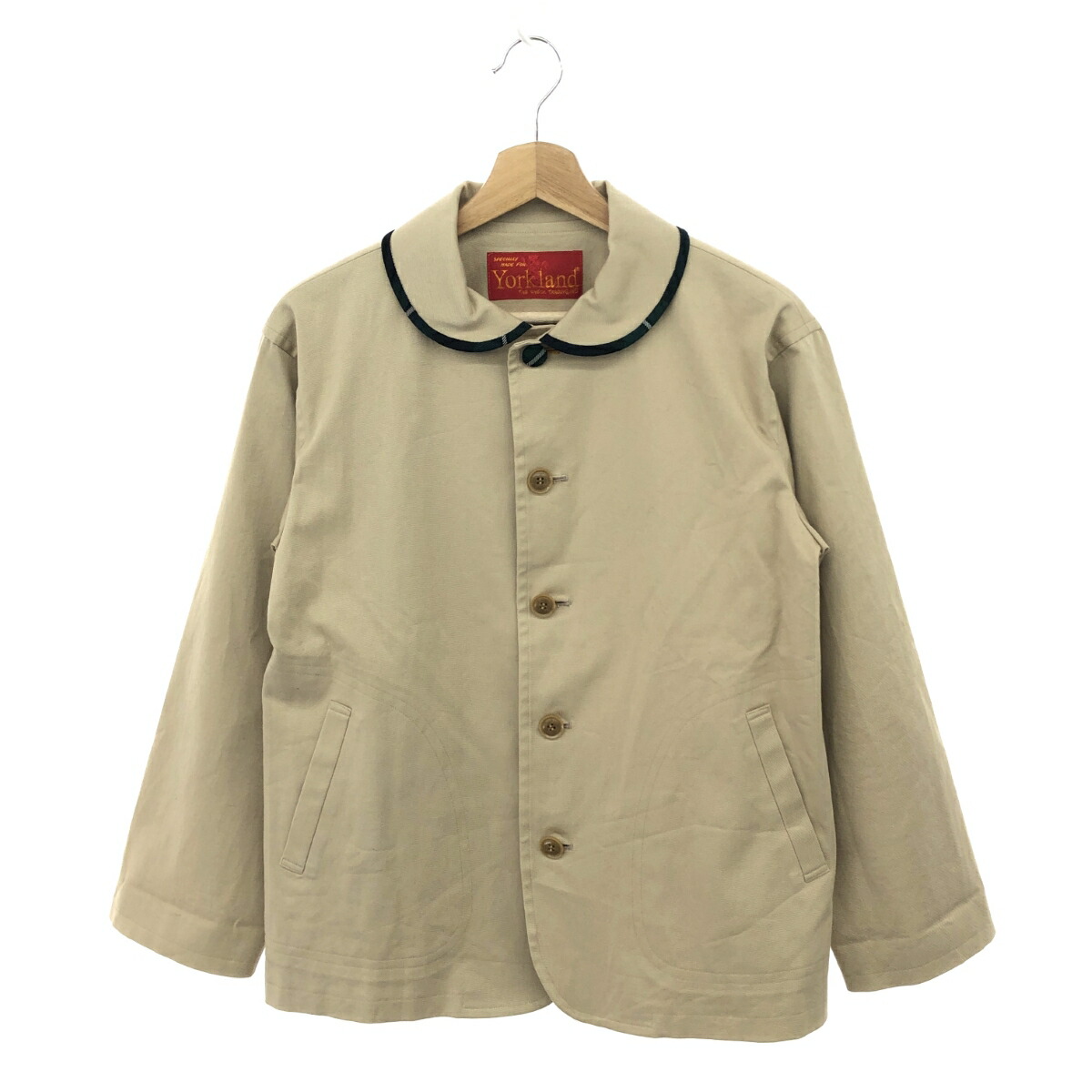 美品 YORKLAND ヨークランド ウール ピーコート 青 緑 TALLサイズ 〕 【2WAY】アンゴラウール ピーコート（76-15WI05-204