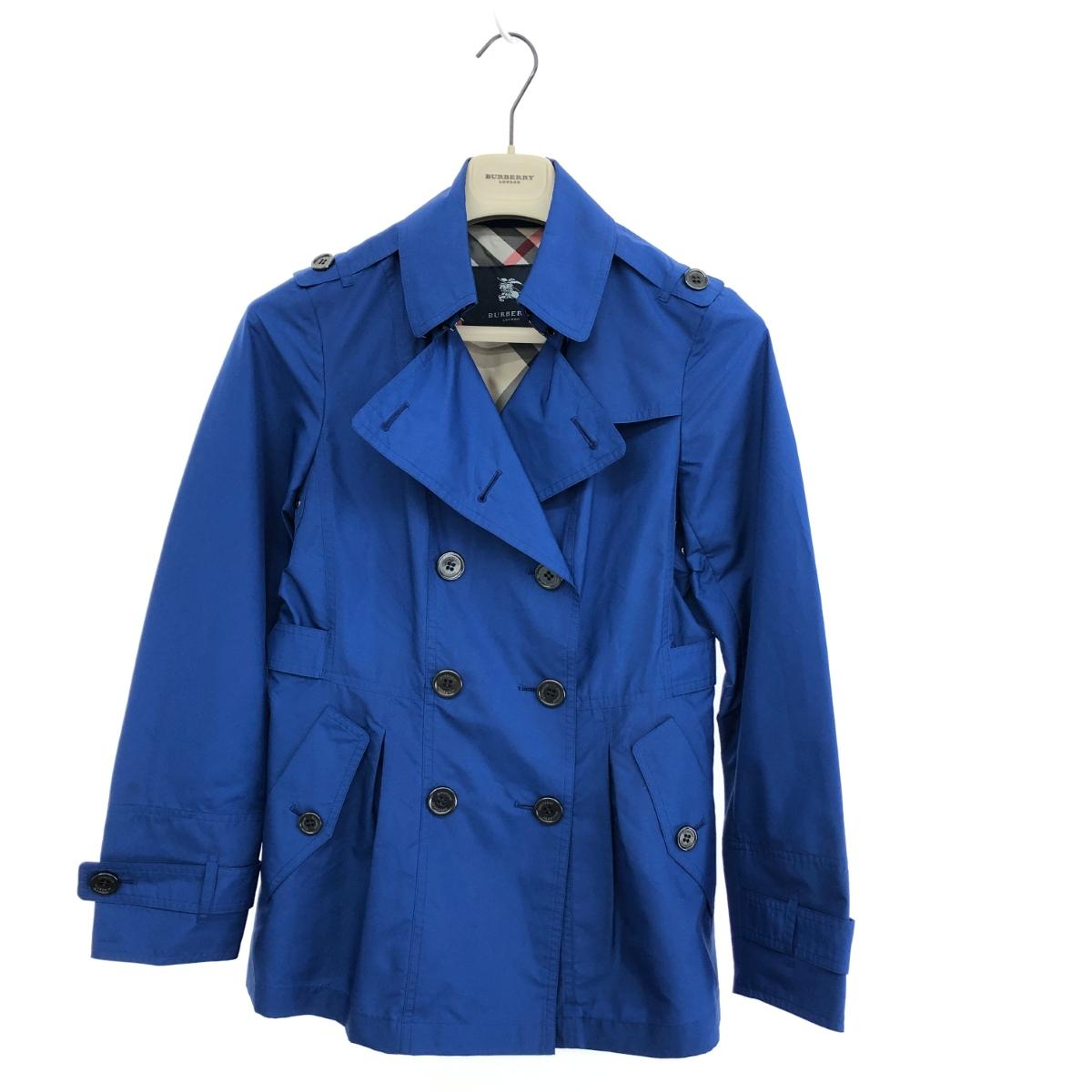 BURBERRY LONDON バーバリーロンドン ショートトレンチ コート 美品 サイズ:38 ブルー レディース アウター 裏地ノバチェック切替 【中古】