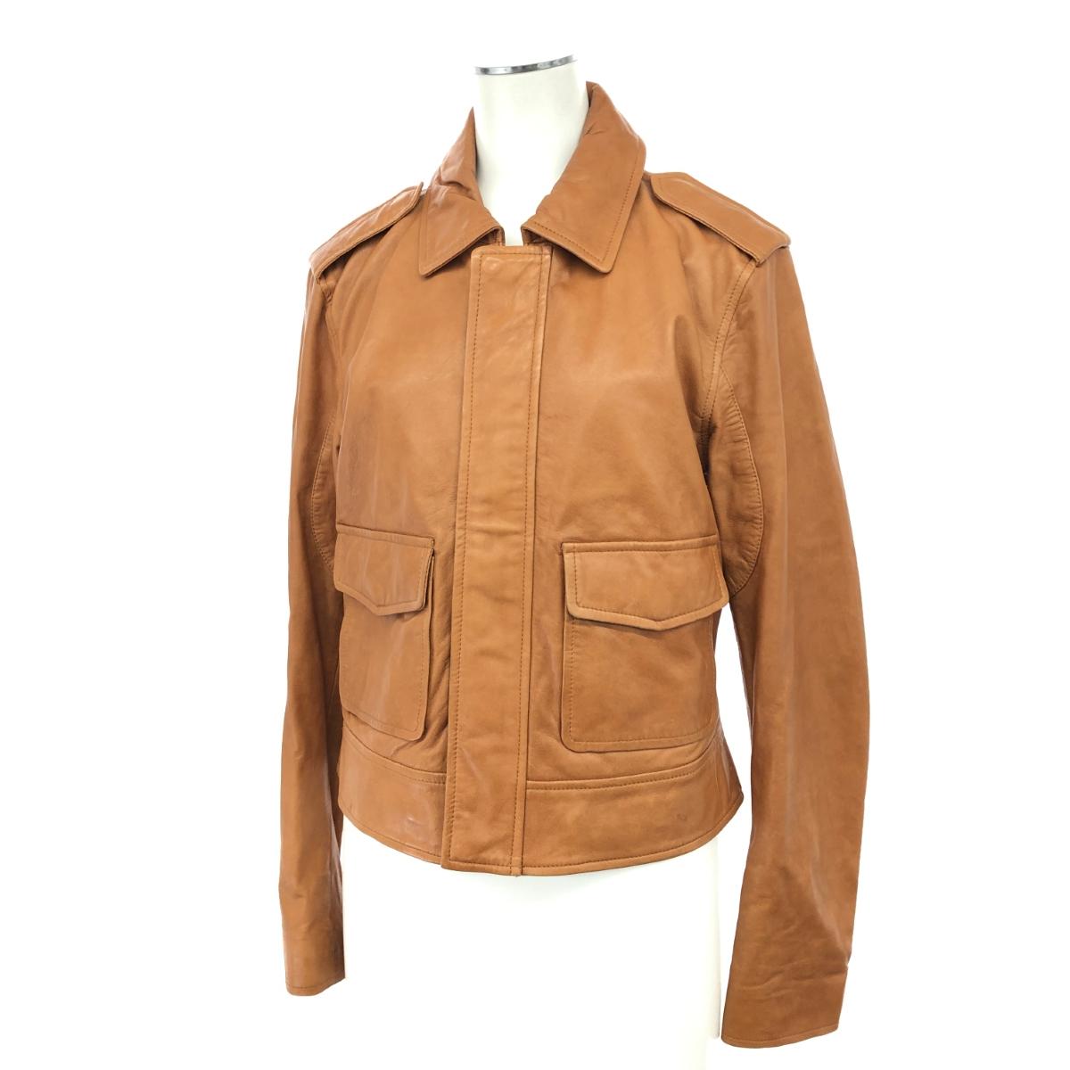 POLO RALPH LAUREN ポロラルフローレン A-2レザー ジャケット  サイズ:S/P  キャメルブラウン 羊革 レディース  革ジャン アウター 【中古】