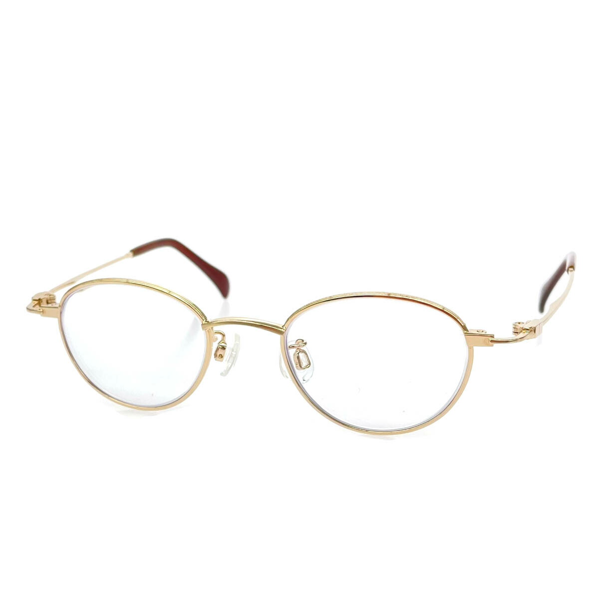 NEWYORKER ニューヨーカー  眼鏡 好ましい  ゴールド色つや チタン製 ラウンド型 レディース 45□20 140服飾小物 【中古】