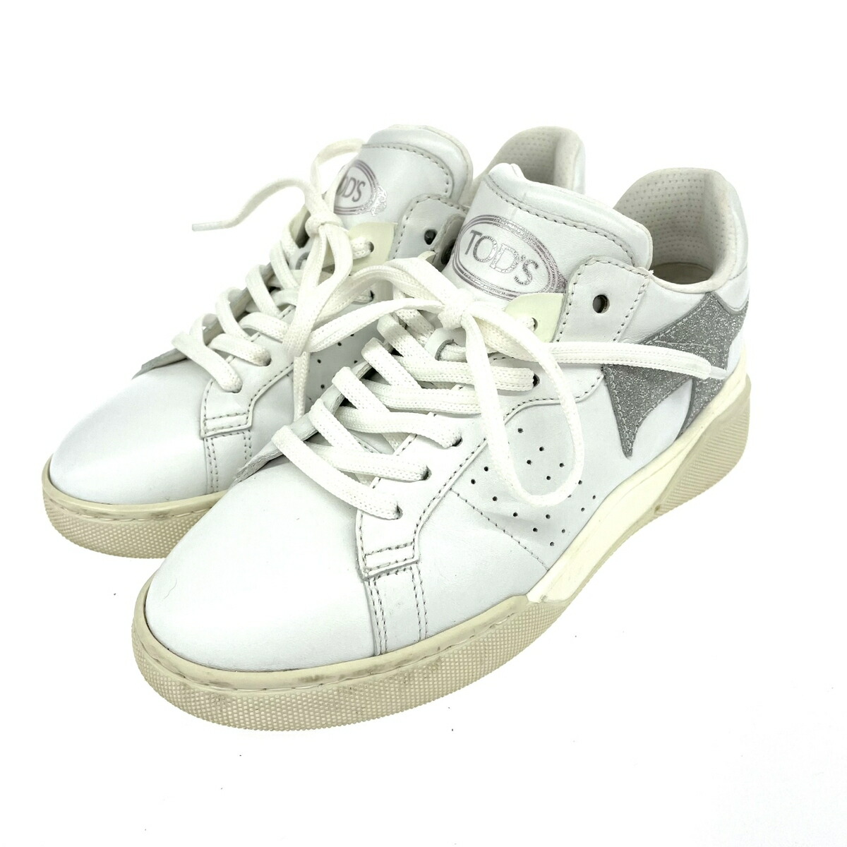 TOD'S トッズ スニーカー 良好 表記サイズ:34 1/2 ホワイト/シルバーカラー レザー レディース 靴 シューズ sneakers 【中古】
