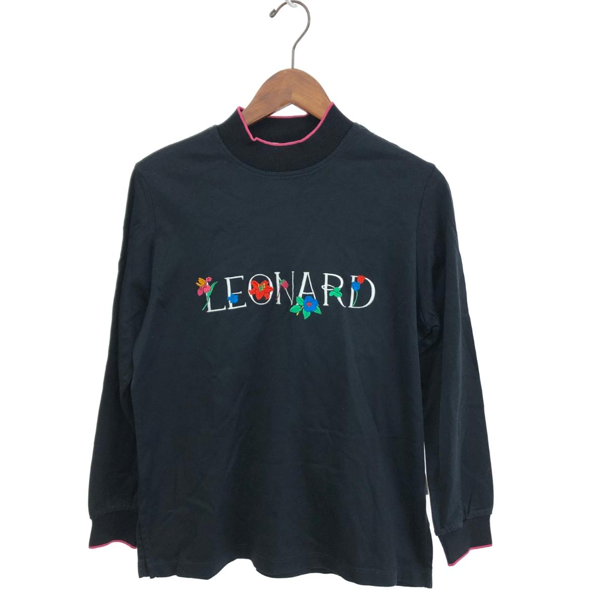 LEONARD レオナール 長袖 カットソ― 良好 サイズ:L ブラック 綿 レディース 刺繍ロゴ トップス ハイネック 【中古】 9,879円