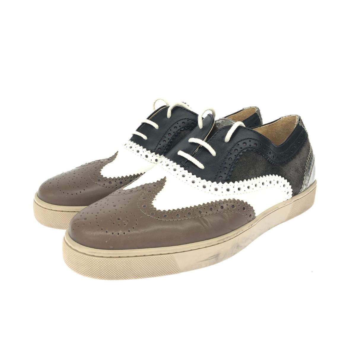 Christian Louboutin クリスチャンルブタン ウイングチップ スニーカー  表記サイズ:43  ブラック/ホワイト/ブラウン レザー  メンズ 靴 【中古】