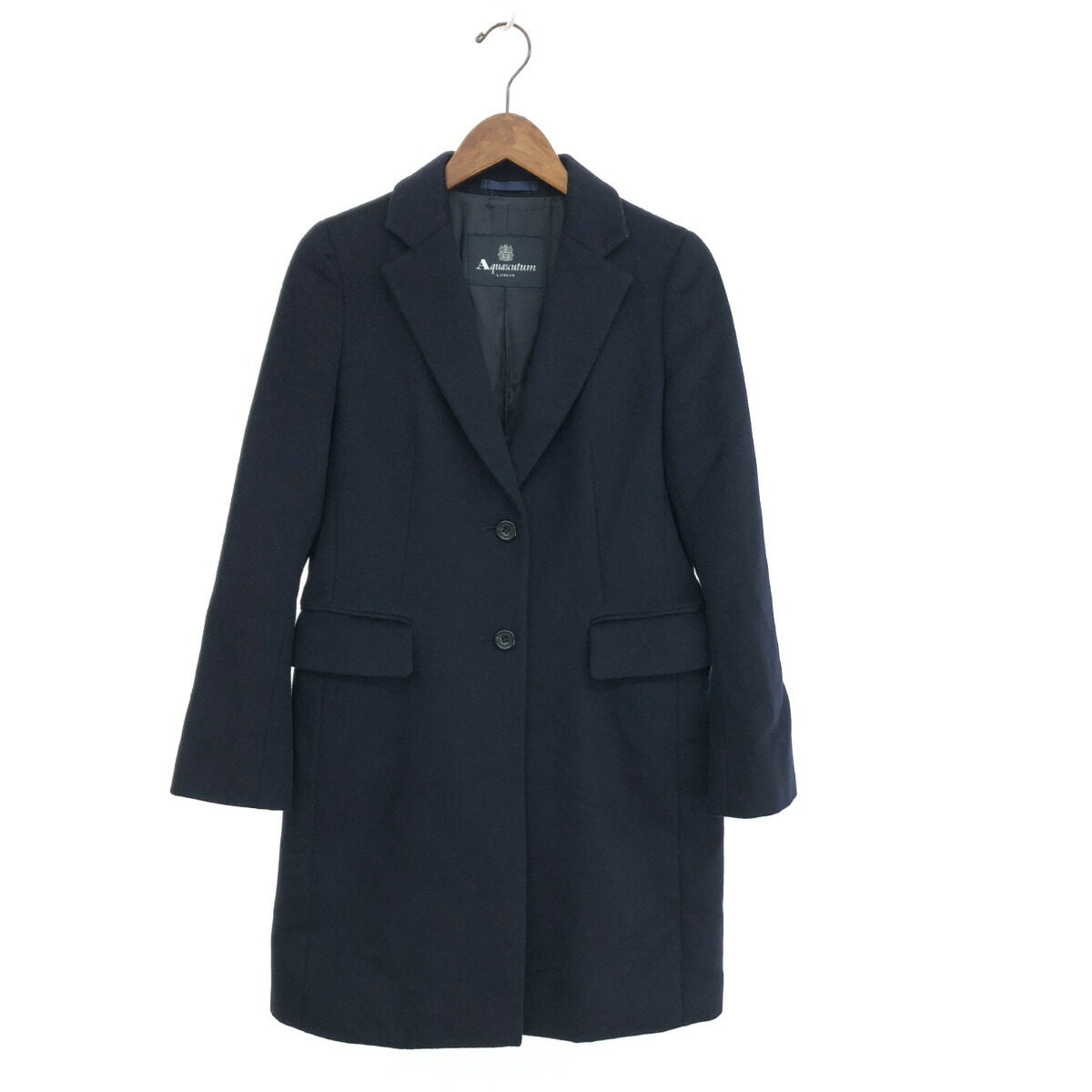 【美品】Aquascutum アクアスキュータム カシミヤ ロングコートブラック Aquascutum｜ブラックカシミヤ ステンカラーコート | Rakuten