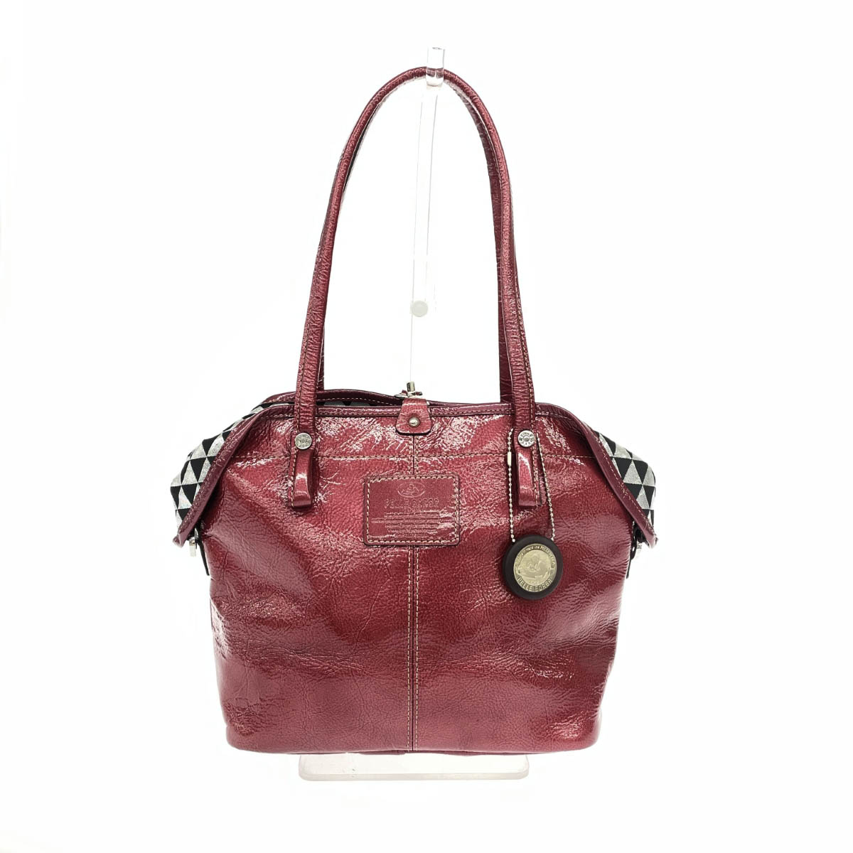 PELLE BORSA ペレボルサ トートバッグ 美品 ボルドー PVC エナメル レディース bag 鞄 【中古】