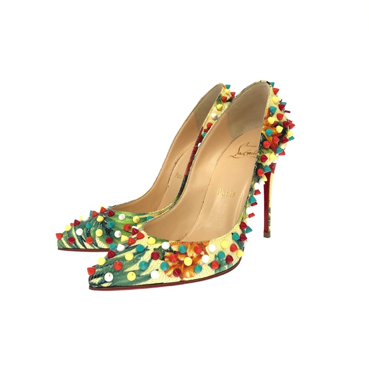 Christian Louboutin クリスチャンルブタン スタッズ パンプス 好ましい 書きあらわす大きさ:36.5  マルチ色つや   レディース 靴 シューズ shoes 【中古】