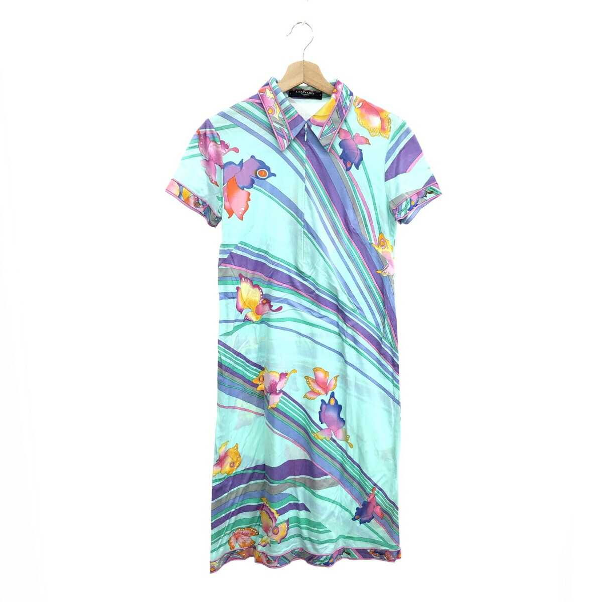 LEONARD レオナール 半袖ワンピース サイズ:3 ブラック レディース