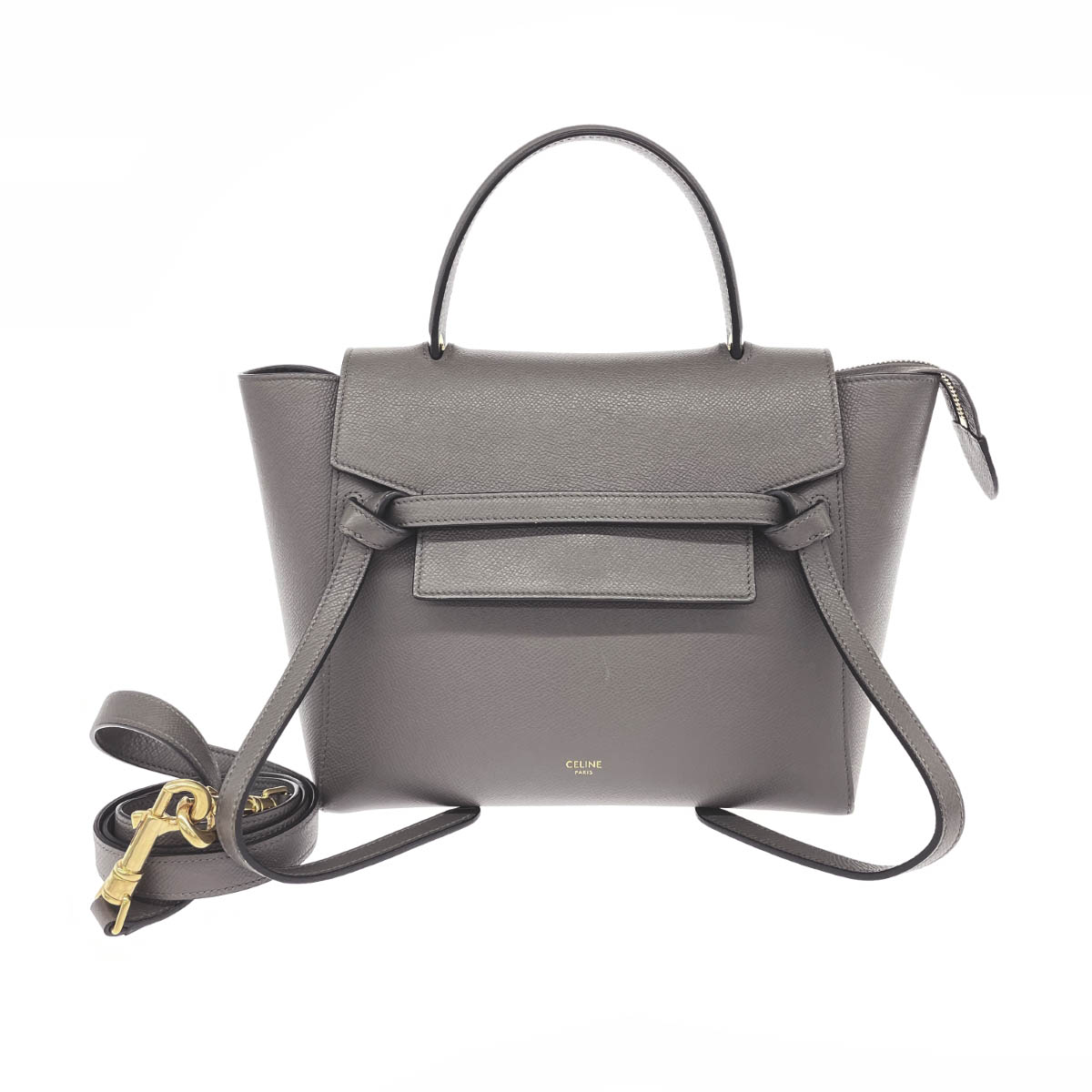 セリーヌ ロゴ ショルダーストラップ キャンバス×レザー×GP グレー CELINE - セリーヌ CELINE ロゴ カバン ショルダーストラップ
