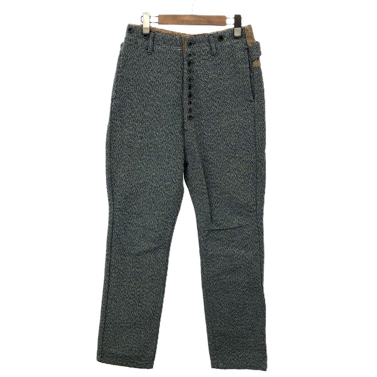 KAPITAL キャピタル ツイード パンツ サイズ:XS ブルー メンズ サスペンダーボタン ボトムス 【中古】