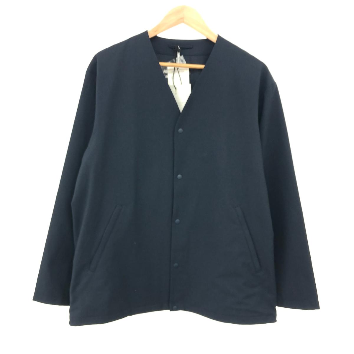 green label relaxing グリーンレーベルリラクシング FREELITCH ノーカラー カーディガン 未使用品 サイズ:L ネイビー メンズ 【中古】