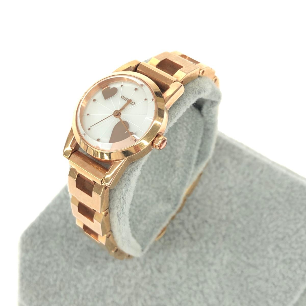 美品　SEIKO★セイコーWIRED　1N01-0KL0 ピンク カットガラス 電池交換済】 SEIKO セイコー WIRED ワイアード 多面カット
