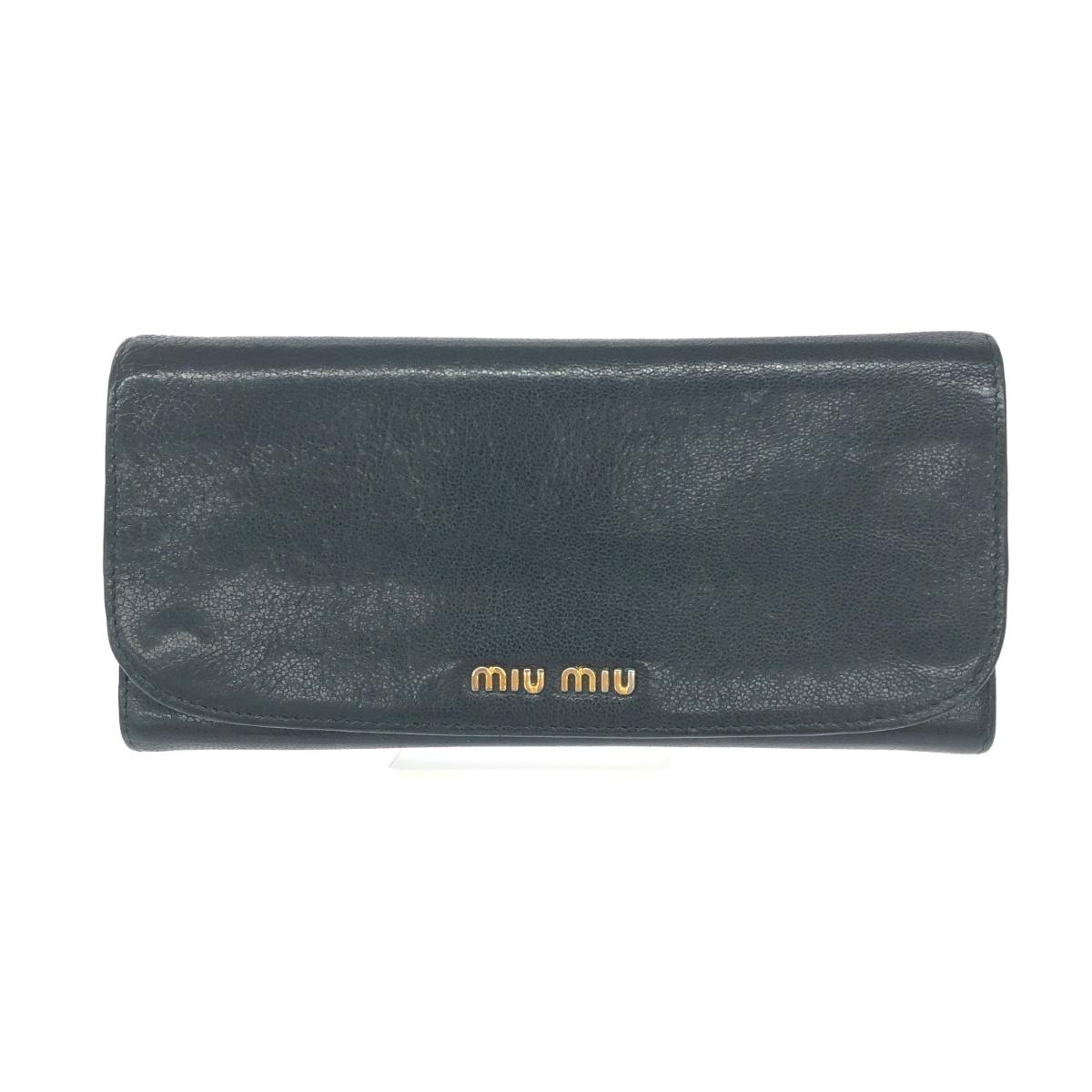 美品✨miumiu ミュウミュウ　長財布　ラウンドファスナー　レザー　ブラック 美品✨miumiu ミュウミュウ 長財布 ラウンドファスナー レザー