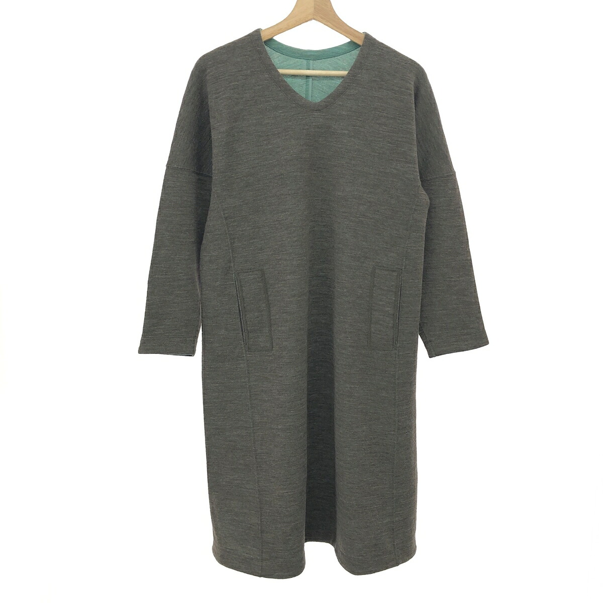 haat（ISSEY MIYAKE) ハート（イッセイミヤケ） ワンピース 良好 サイズ:2 HA03JH118 ブラウン レディース ポケット 長袖ウール 【中古】
