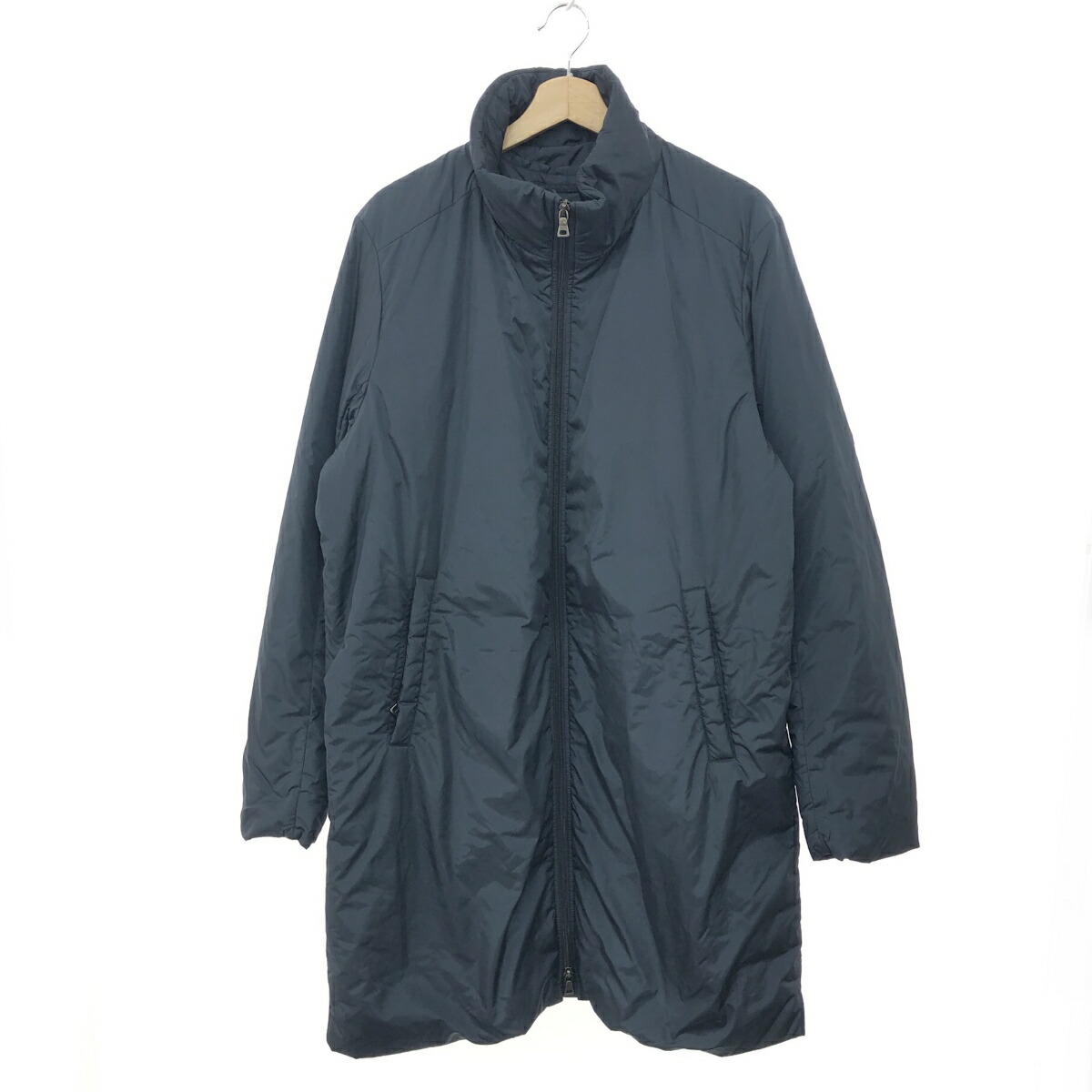 イタリア製 00s PRADA ナイロン Pコート 中綿 ブラウン XLサイズ 1243001001144_1.jpg