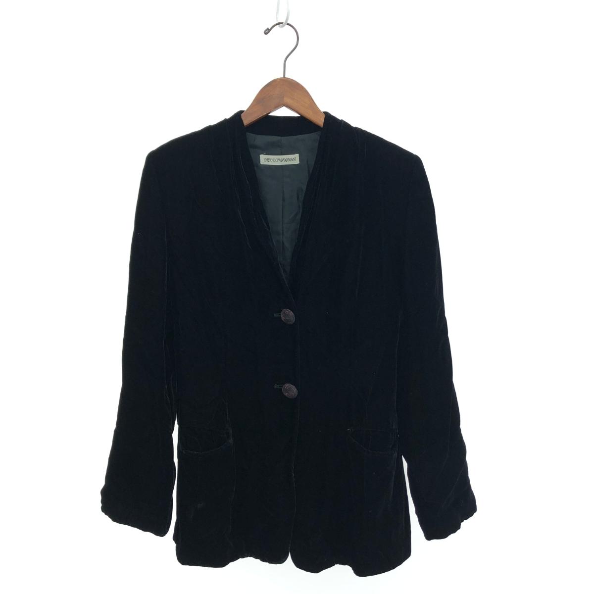 EMPORIO ARMANI エンポリオアルマーニ 否ハラ― 天鵞絨 上衣  大きさ:46  黒いこと  レディース  アウター  【中古】