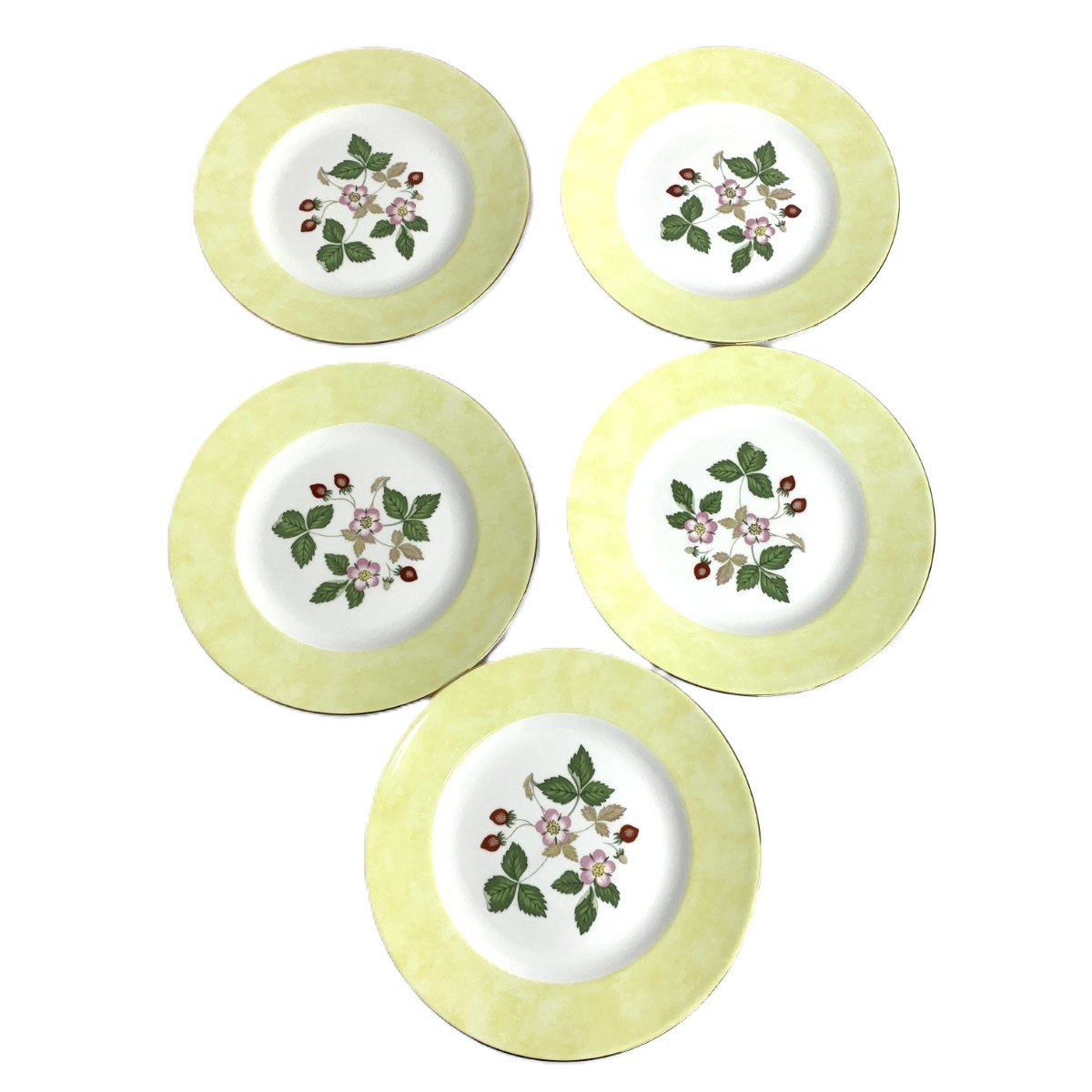 Wedgwood ウェッジウッド ワイルドストロベリーフルリム プレート 5枚セット 良好 イエロー 洋食器 【中古】