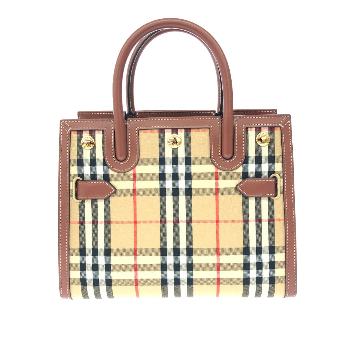 BURBERRY LONDON バーバリーロンドン かた書きミニ 2WAY御徒面子 美品 8025267 ベージュ なめし革 ヴィンテージチェック レディース 多役立つこと 【中古】