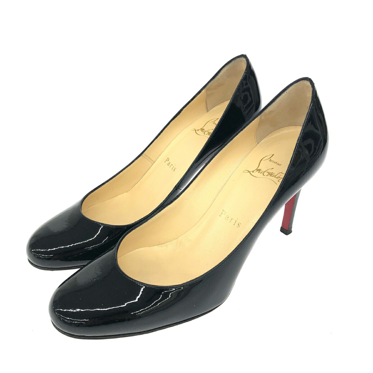 Christian Louboutin 35サイズ　パテント　デコルテ554 CHRISTIAN LOUBOUTIN Patent Decollete 554 85 Pumps 37.5 Nude