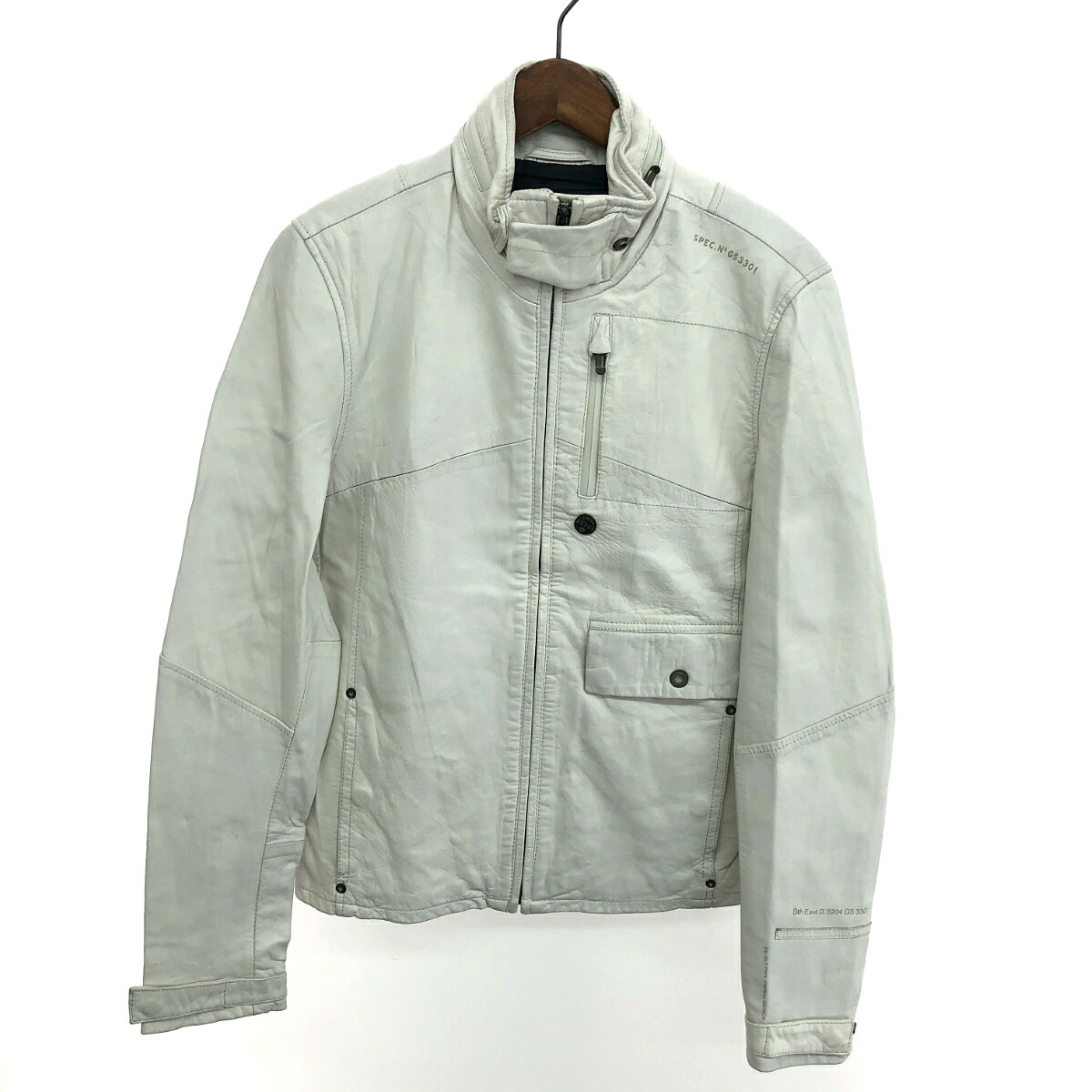 G-STAR RAW ジースターロウ レザー ジャケット S ホワイト メンズ 革ジャン アウター 【中古】
