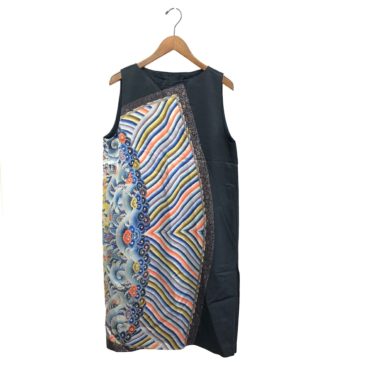 DRIES VAN NOTEN ドリスヴァンノッテン ノースリーブ ワンピース ブラック/マルチカラー レディース 和柄 波 【中古】