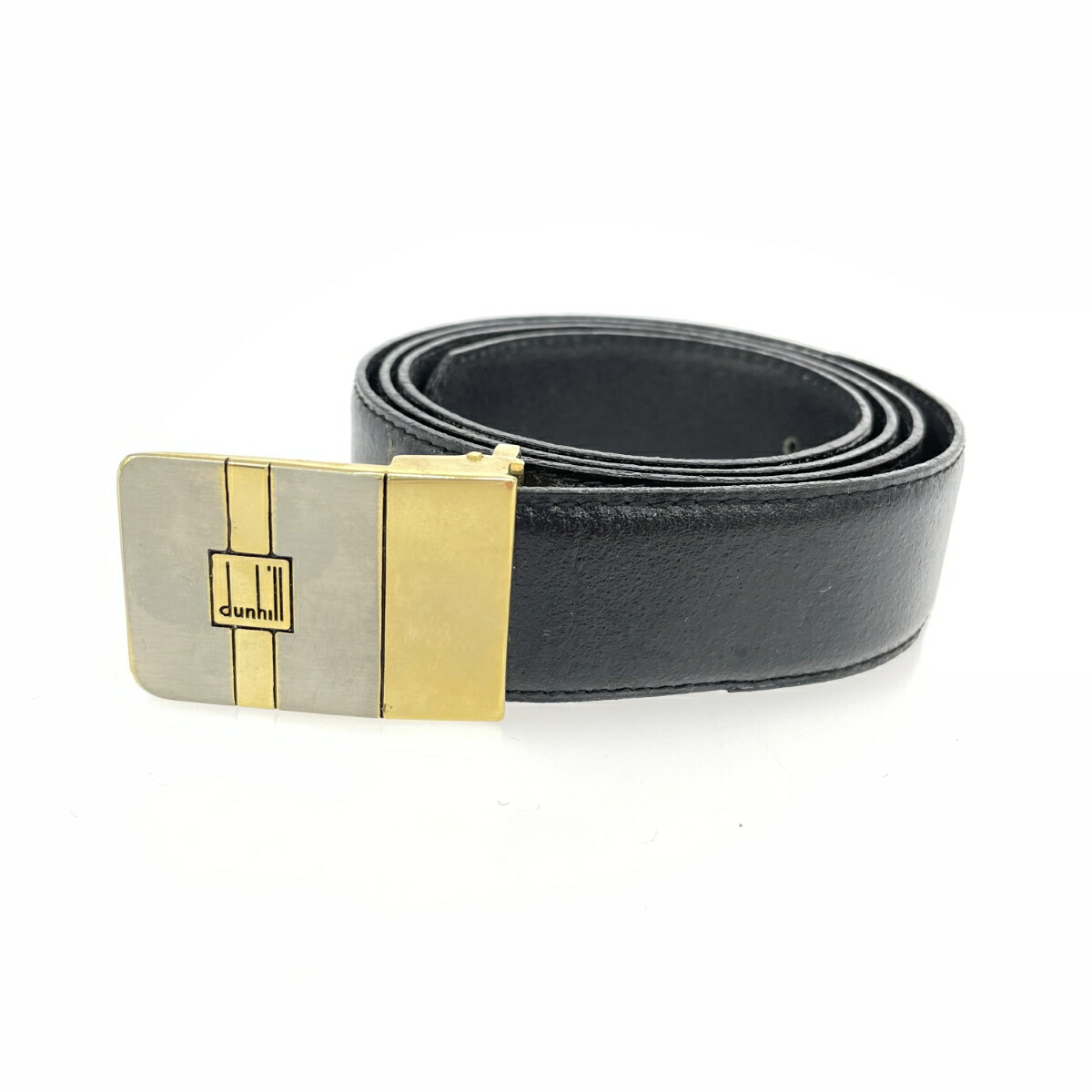 Dunhill レザー ブラック ゴールド金具 メンズ ベルト 6799 美品 dunhill ダンヒル ベルト ロゴバックル レザー 本革