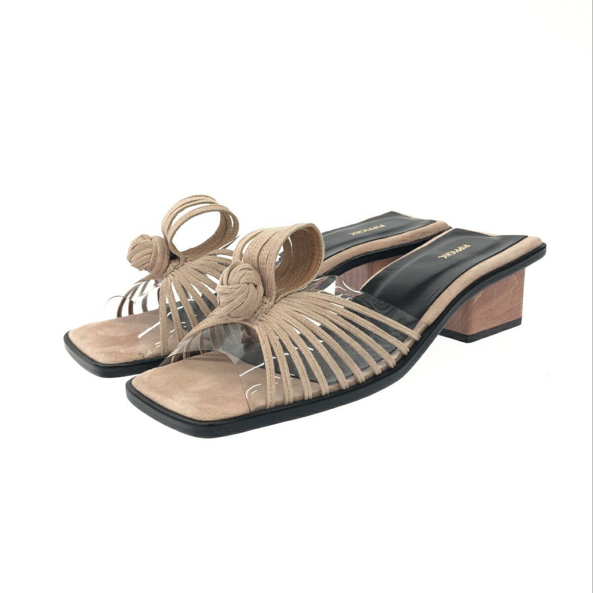 中古美品　PIPPICHIC　アンクルストラップ付 サンダル　スクエアトゥ　38 中古美品 PIPPICHIC アンクルストラップ付 サンダル スクエア