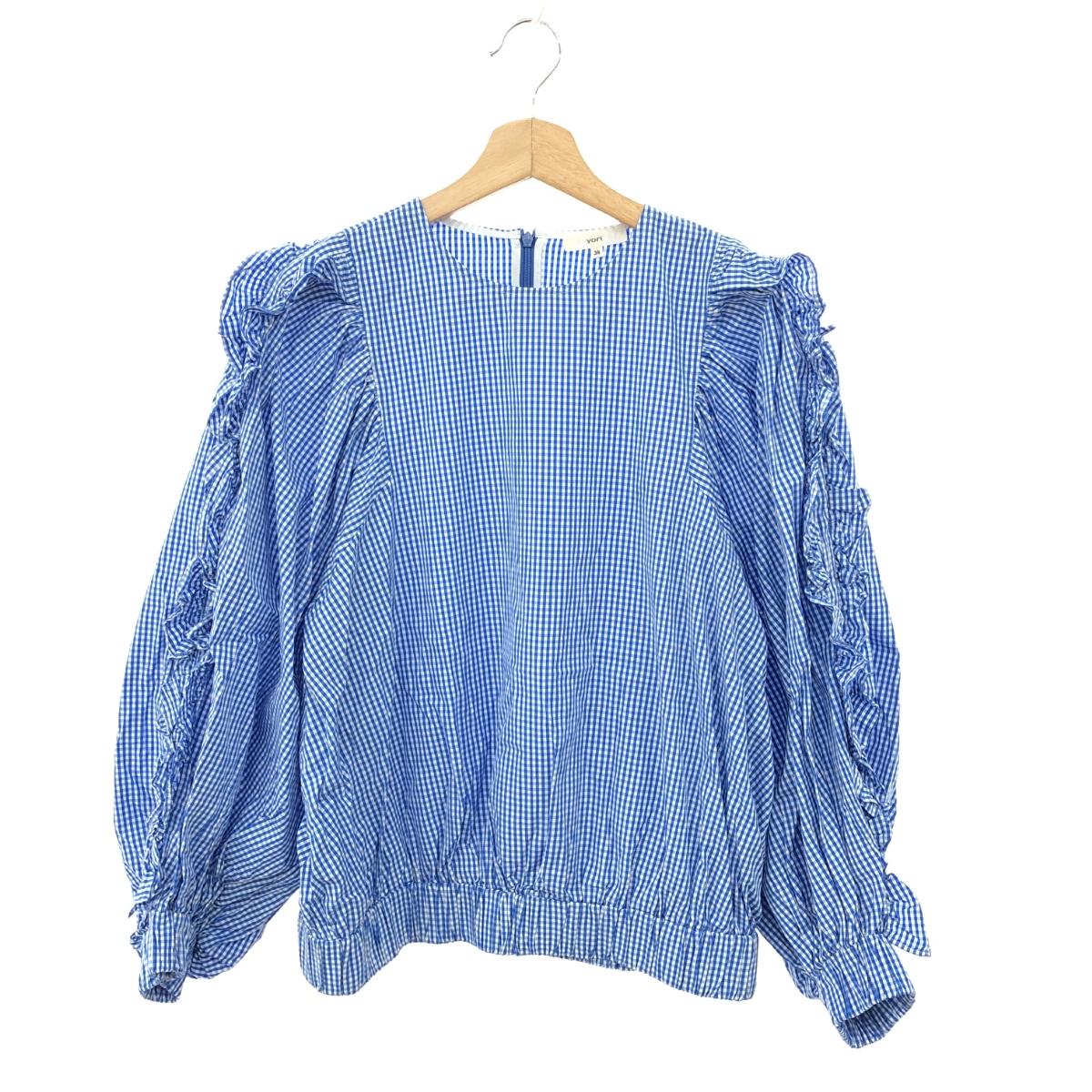 ｙｏｒｉ/ヨリ　リボンパフスリーブブラウス　ブラック　F　'21年AW　中古A1美品 良品 21AW Yori ヨリ 長袖 パフスリーブ リボン バンドカラー
