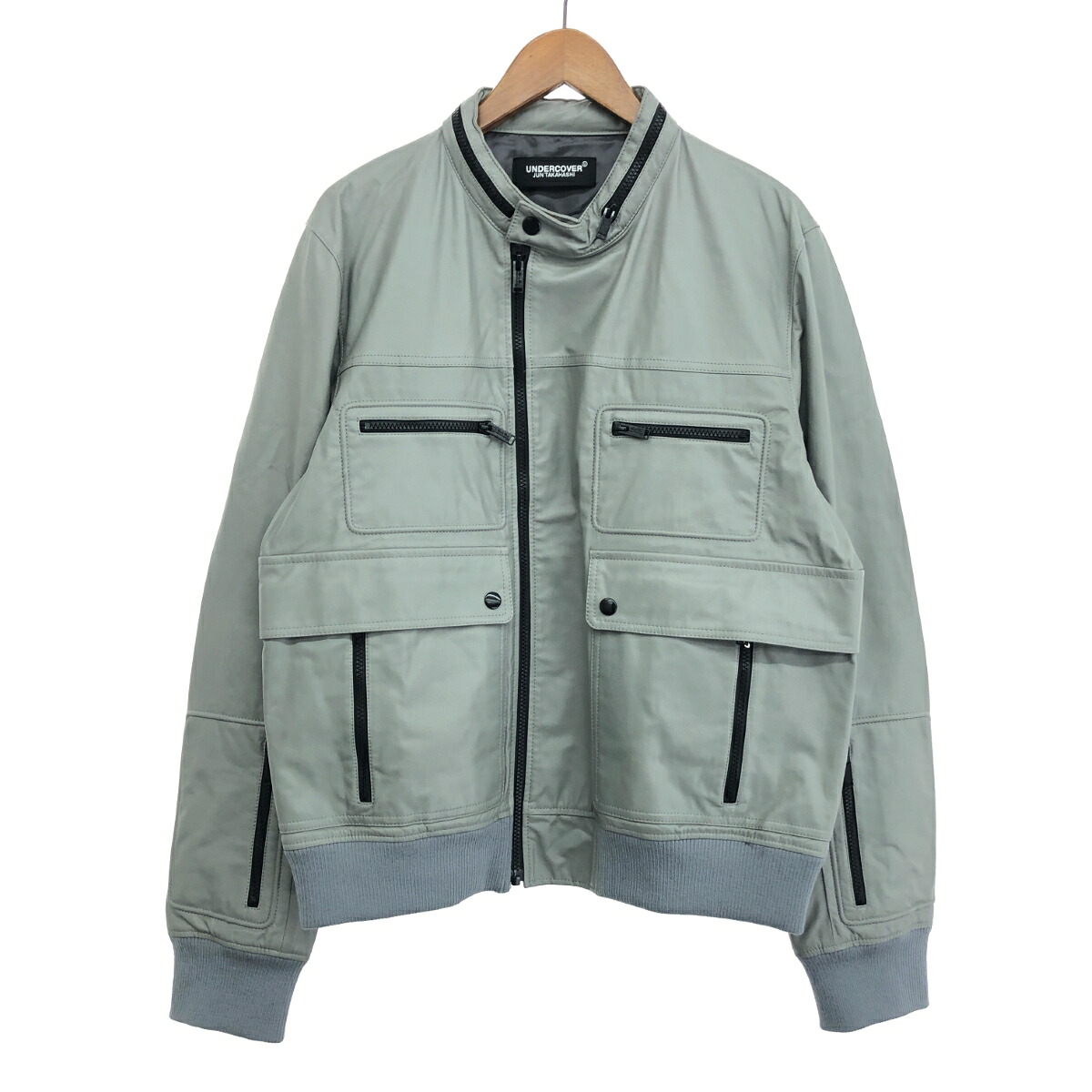 ★百貨店大売り出し客体商いもの★ UNDERCOVER アンダー押しかぶせる 23ss なめし革 上衣  大きさ5 UC1C4202 薄墨色 牛皮 メンズ  革ジャン アウター 【中古】