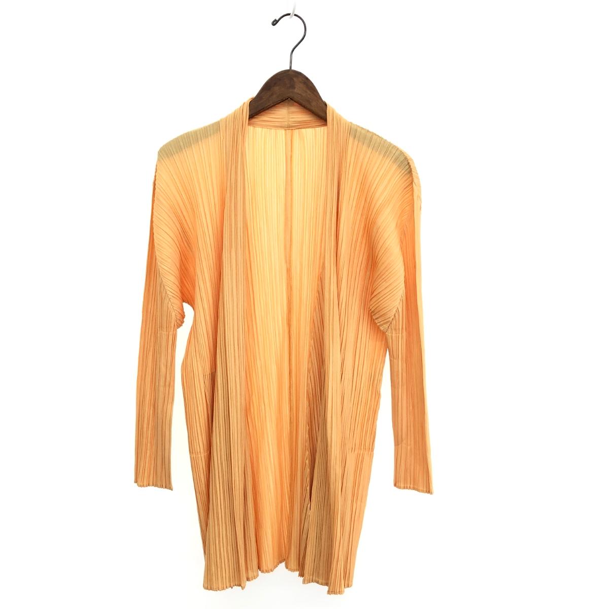 PLEATS PLEASE  筋目プリーズ ジレー 好ましい 大きさ:3 PP21-JA283 オレンジ色  レディース  トップス 長袖 ロング 【中古】