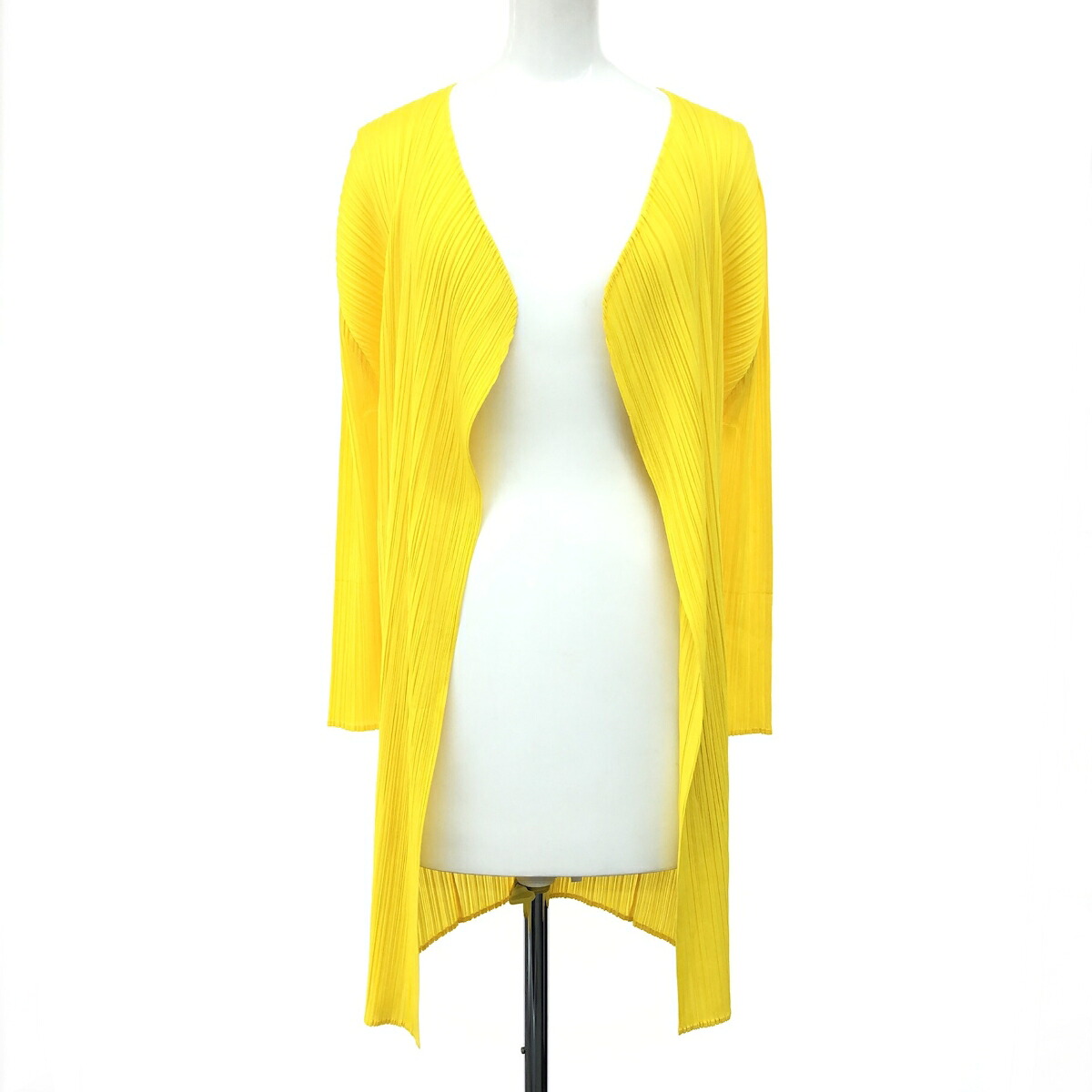 PLEATS PLEASE 筋目プリーズ ロングジレー ジレー  大きさ:2  黄色  レディース  トップス 【中古】