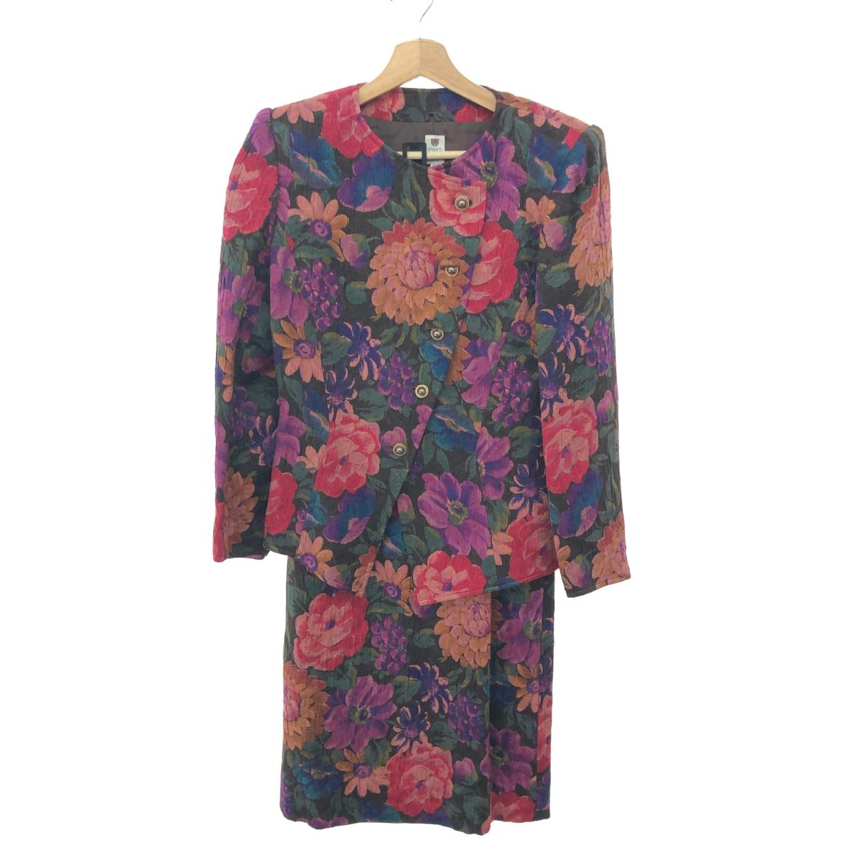 ungaro solo donna ウンガロ ノーカラージャケット&times;スカート セットアップ サイズ:9 マルチカラー ウールシルク レディース 【中古】｜リサイクル ティファナ