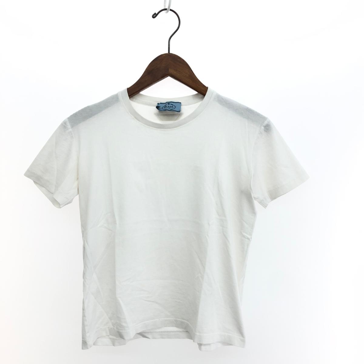 【りりこ】PRADA ホワイト クロップドTシャツ S 楽天市場】【新品同様】PRADA プラダ クロップド丈 Tシャツ ロゴ