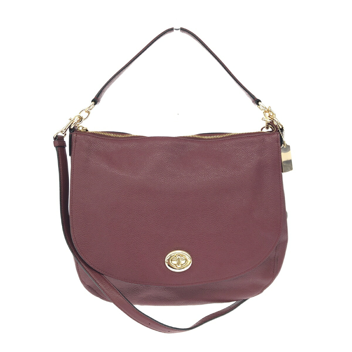 COACH コーチ 2WAYショルダーバッグ/36762 美品 ターンロック/レザー ボルドー レディース【中古】