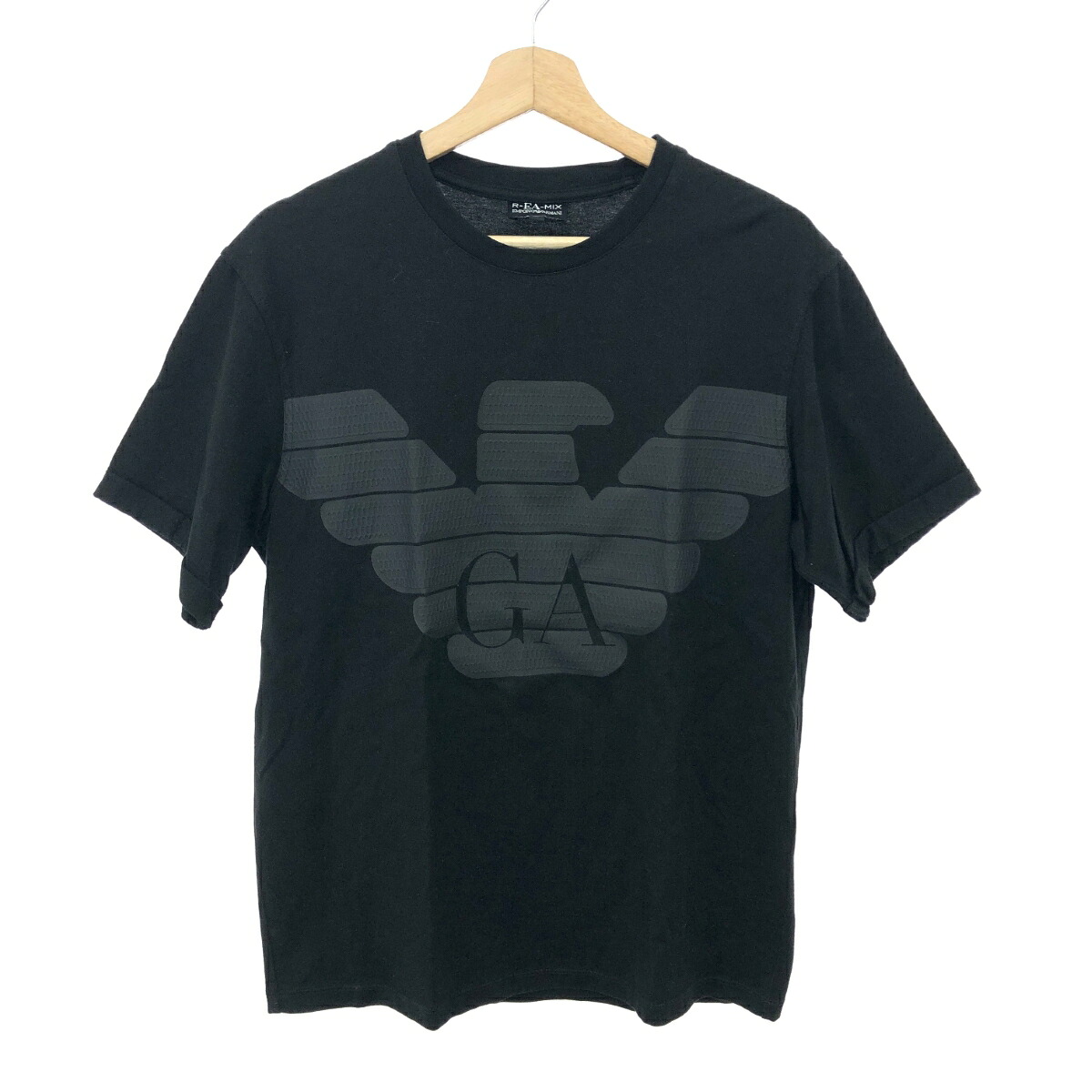 EMPORIO ARMANI エンポリオアルマーニ 半袖カットソー 美品 サイズ:S ビッグロゴ ブラック メンズ【中古】