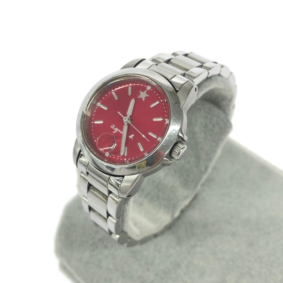 agnes b. アニエスベー 腕時計 V701-6850 シルバーカラー×レッド