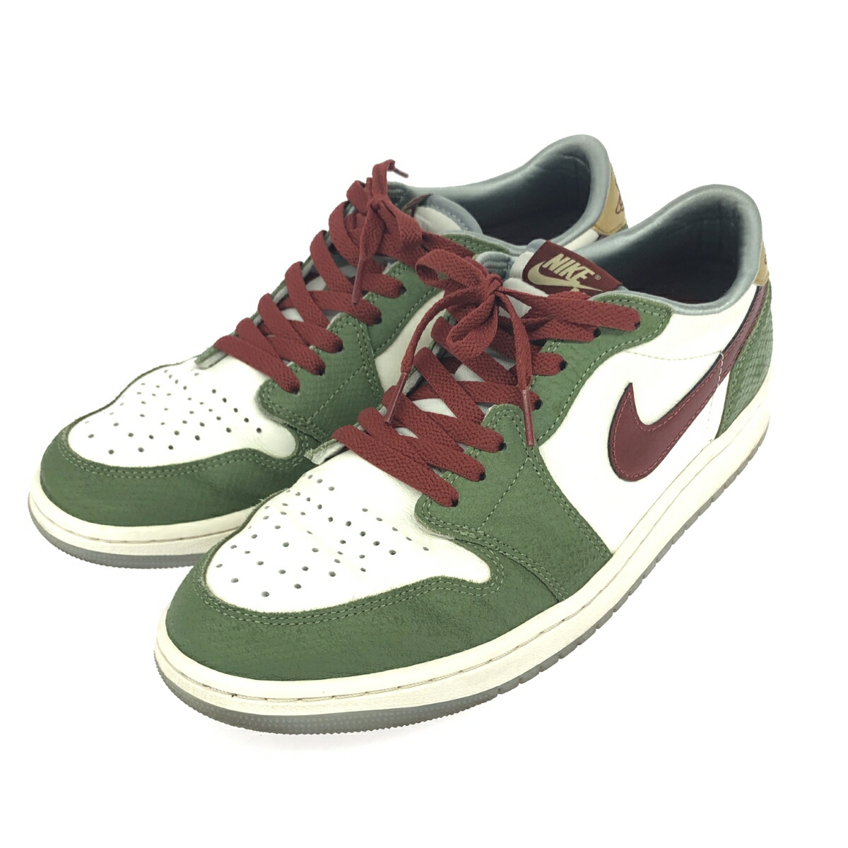 NIKE ナイキ スニーカー/エアジョーダン1レトロロー/チャイニーズニューイヤー 良好 サイズ:28.5  FN3727-100   ホワイト/グリーン メンズ【中古】