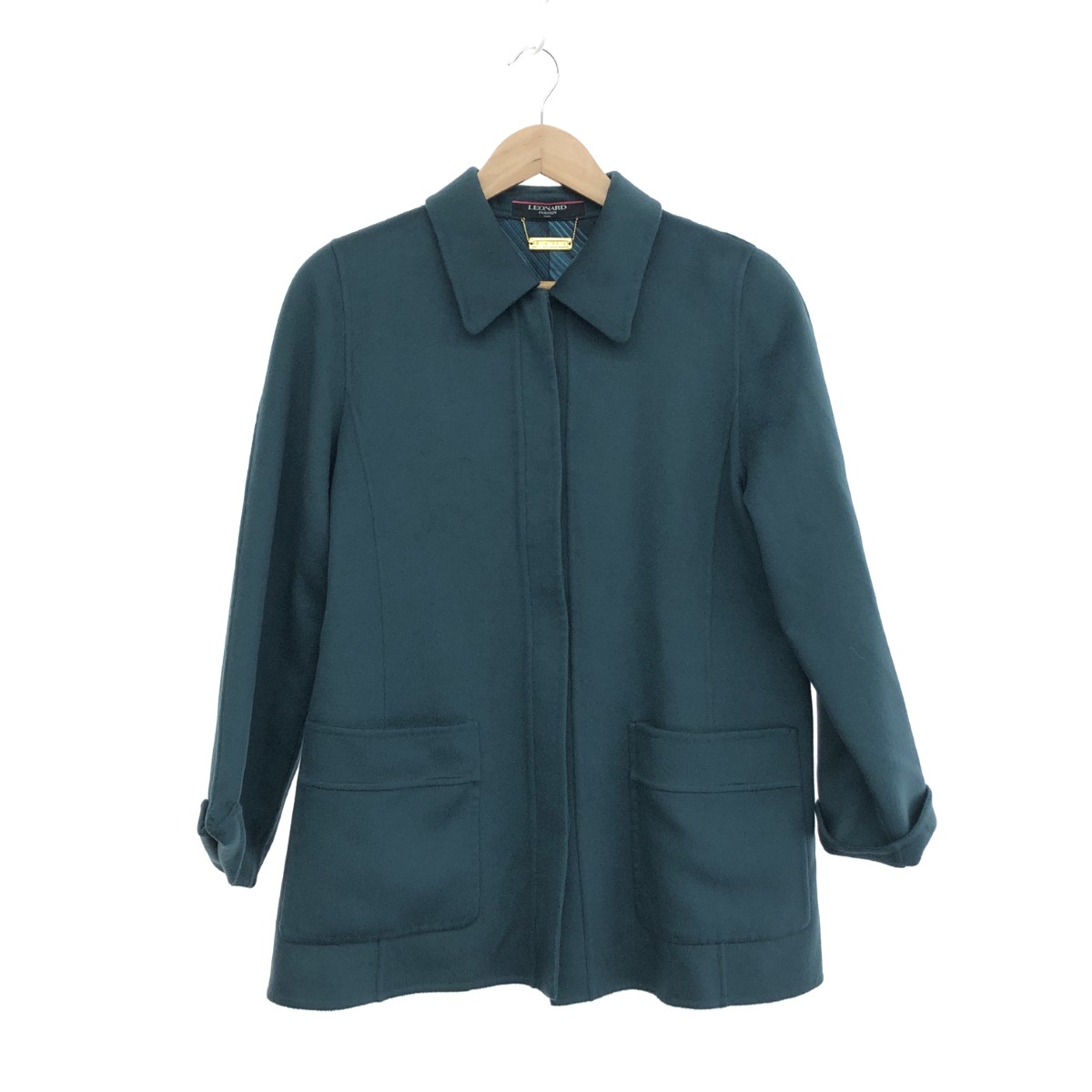 LEONARD レオナール カシミヤショートコート サイズ:13 グリーン レディース【中古】